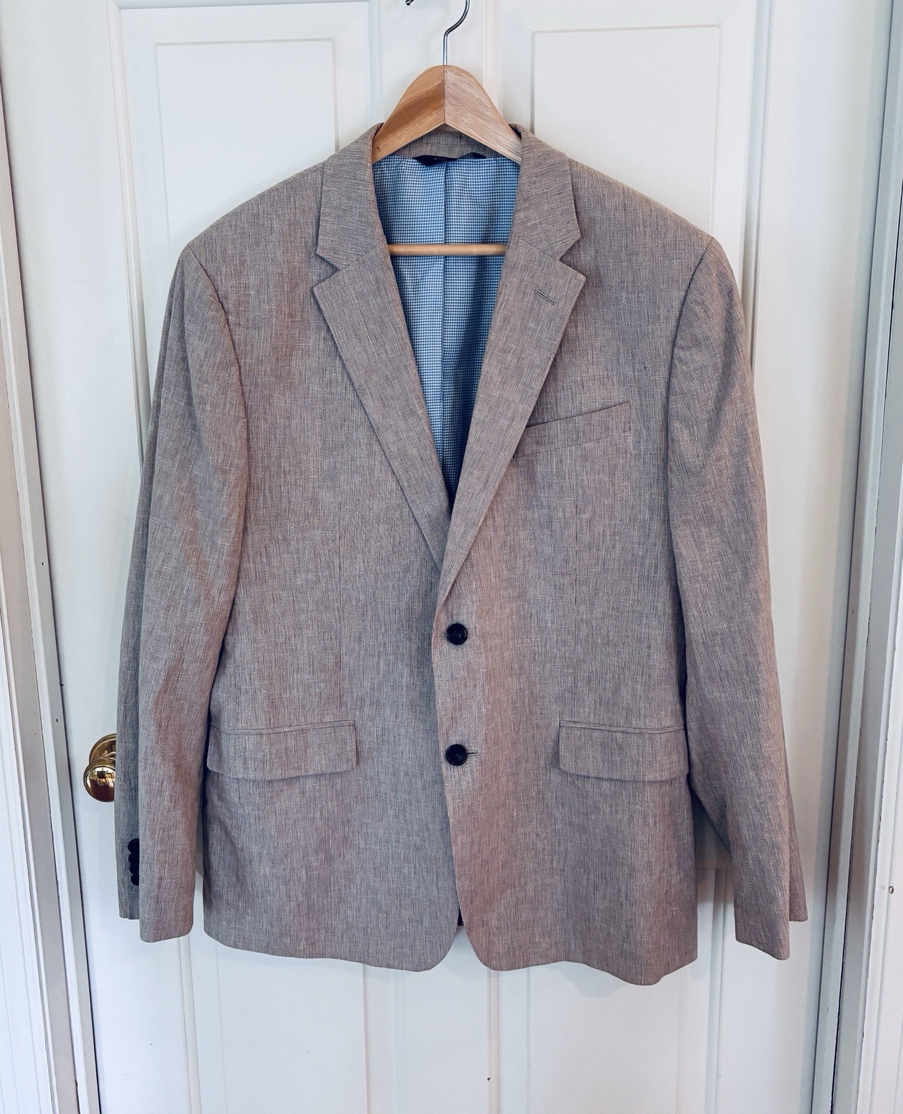 Banana Republic Mens Linen Blend Oatmeal Blazer 42R Classic Coastal Weddings