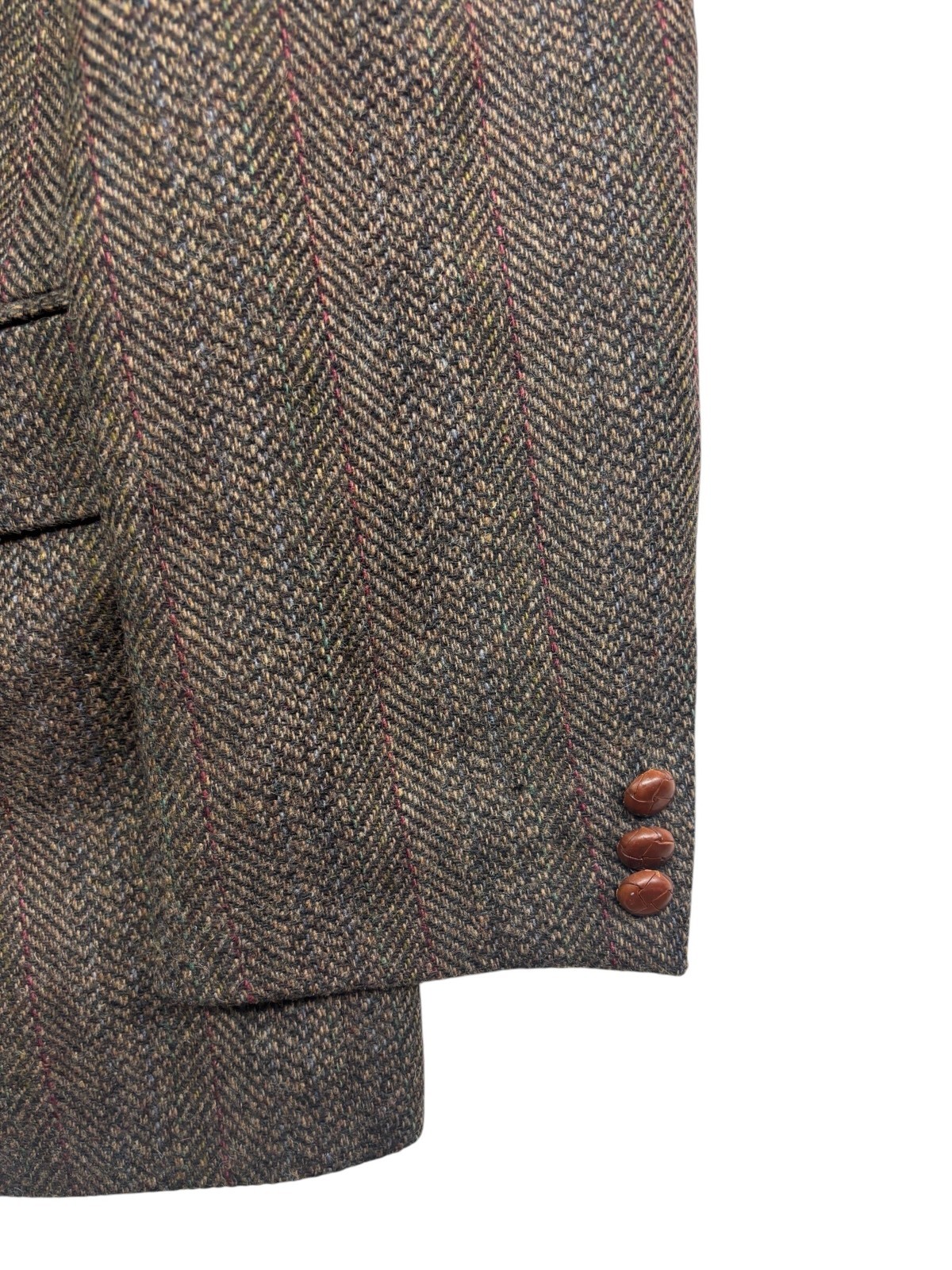 vtg English Manor Brown Herringbone Tweed Blazer Jacket Sport Suit Coat Wool