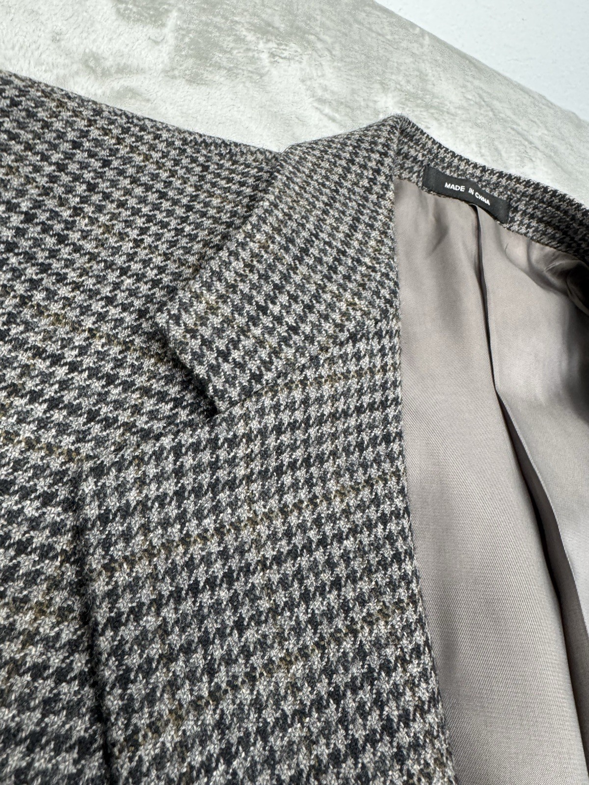 Vintage Ralph Lauren Wool Blazer Jacket Mens 43R Houndstooth Plaid Sport Coat