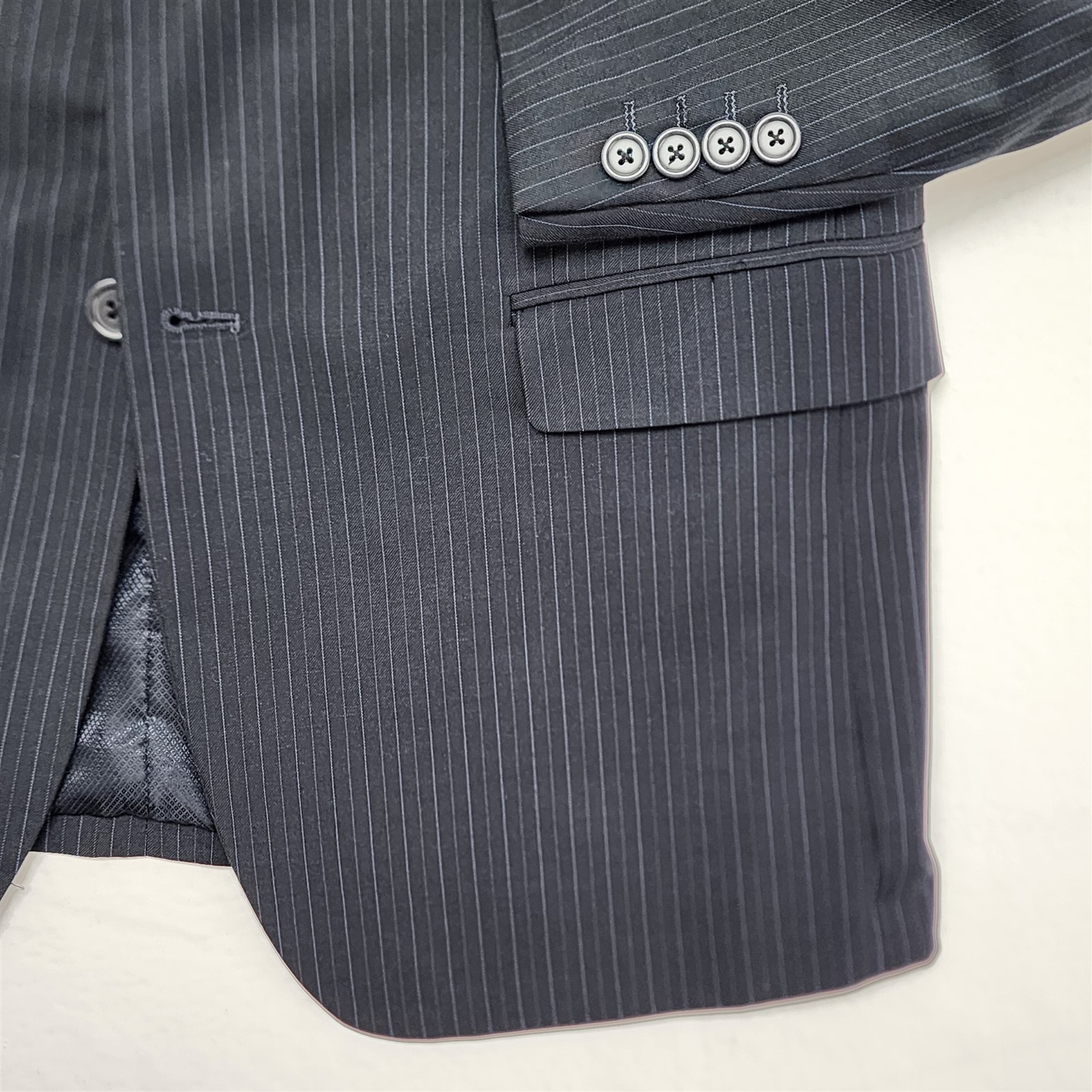 Versini 40R 32×32 Gray Pinstripe Wool Blend Slim 2Btn 2Pc Mens Jacket Pants Suit