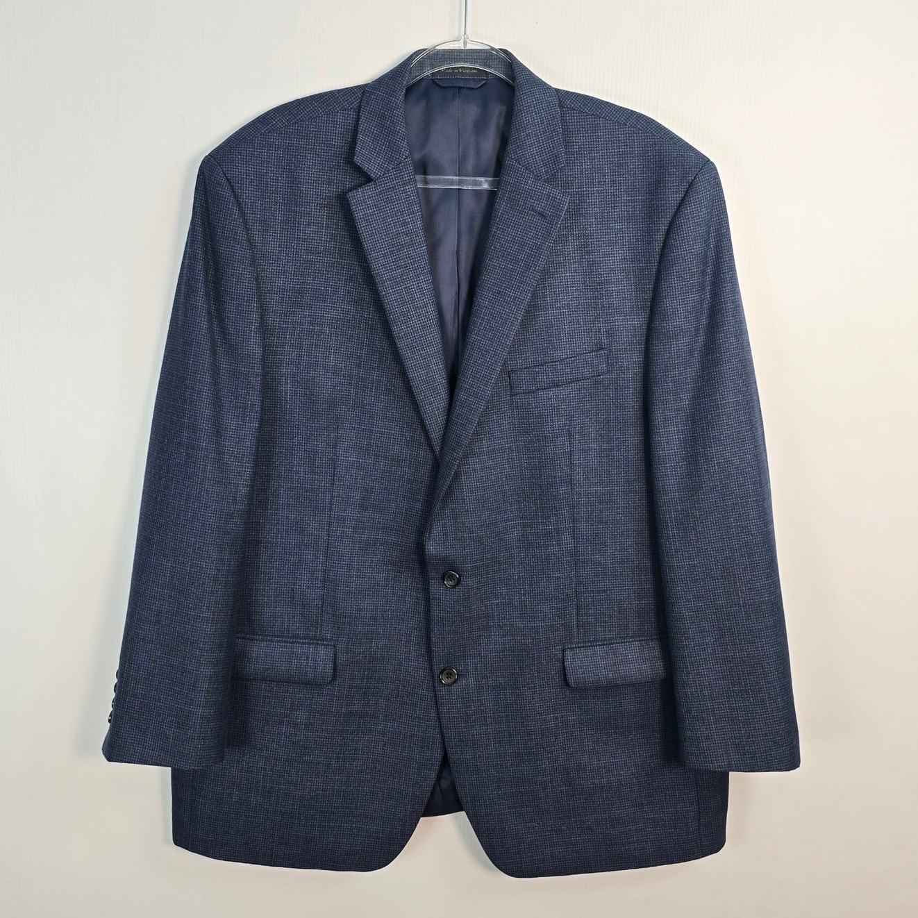 Lauren Ralph Lauren Blue Micro Herringbone Classic Two-Button Blazer 48L