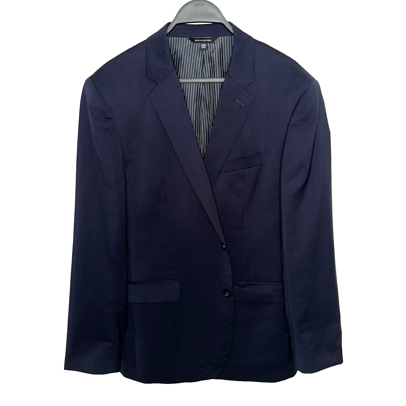 BANANA REPUBLIC 42R Standard Fit Italian Super 120s Wool Blazer Marzotto Blue