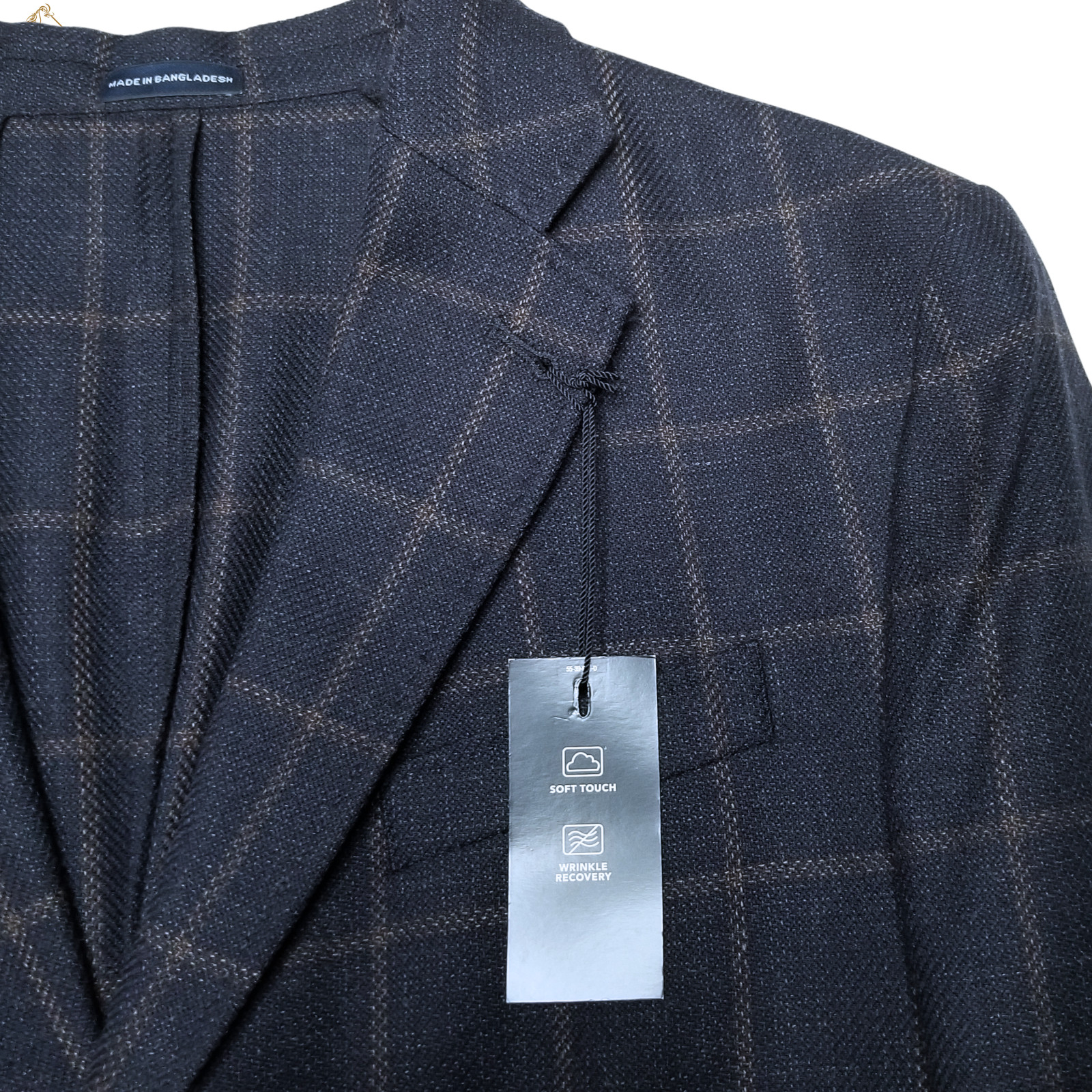 NEW $198 Stafford Men Unstructured Unlined Lite Blazer 48R Blue W.pane SportCoat