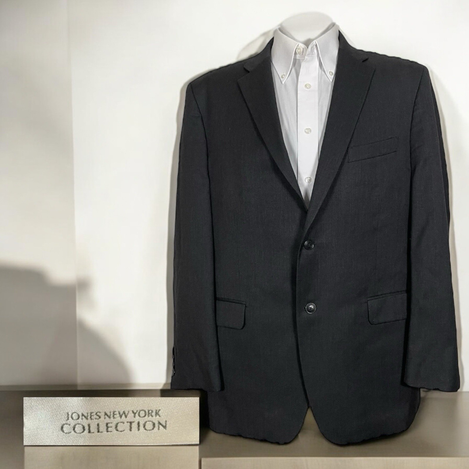 Jones New York Sport Coat Mens 44R Dark Gray Wool Two Buttons Double Vented