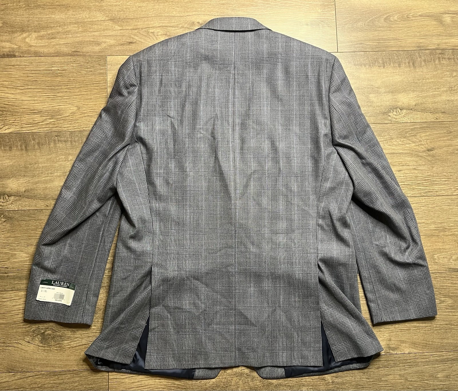 NWT Ralph Lauren Blazer Men 46L Wool&Silk Black/Blue Plaid Sports Coat