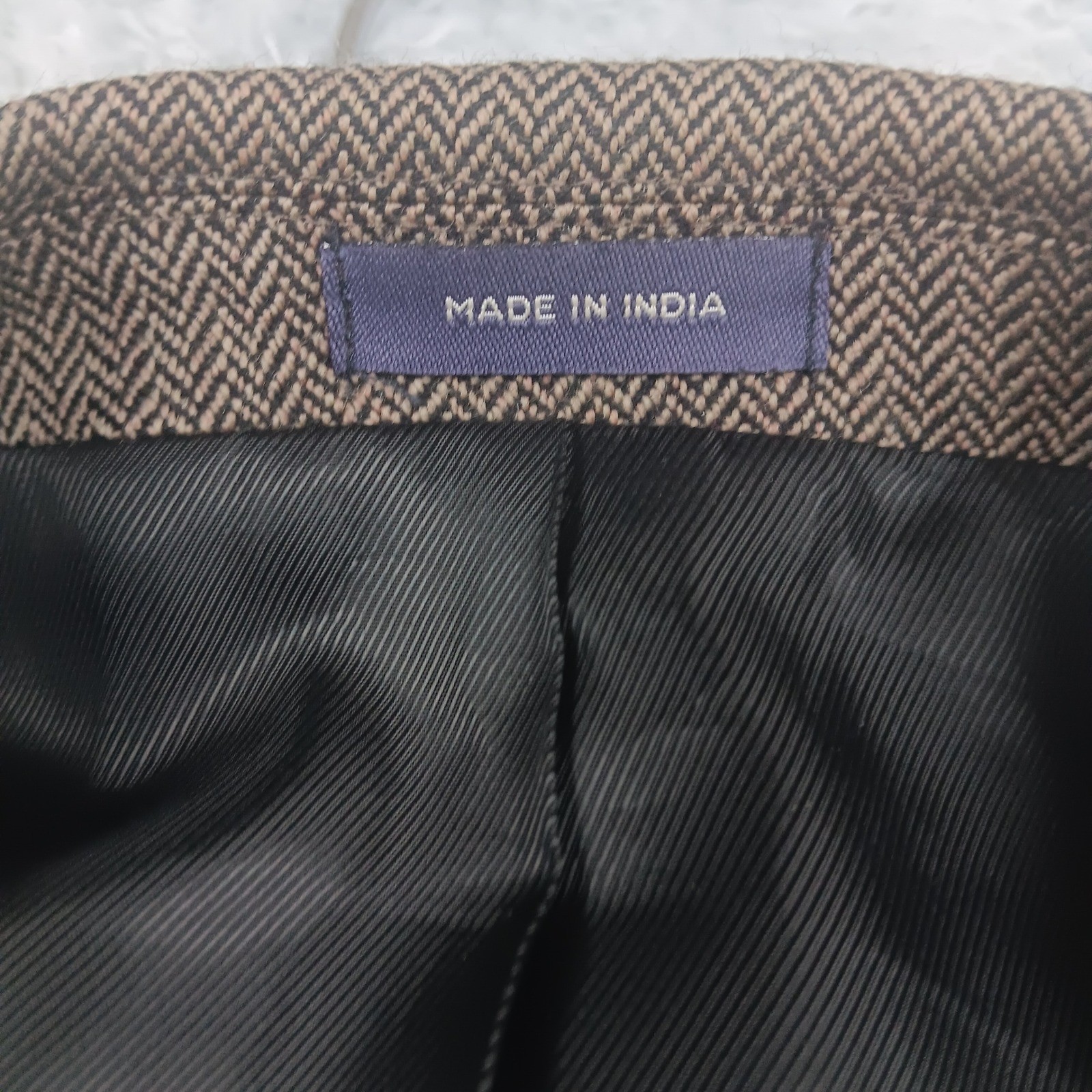 Stafford Sport Coat Merino Wool Mens 42R Brown Herringbone Classic Fit Blazer