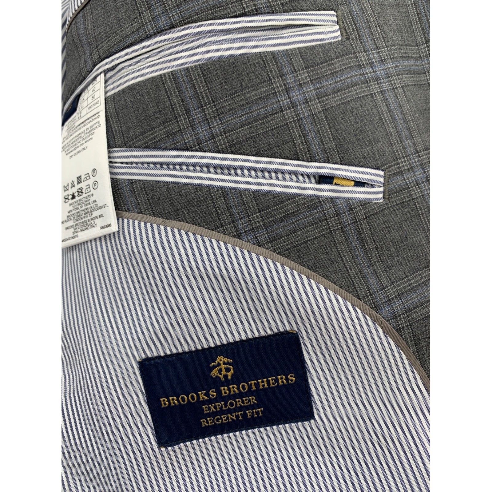 Brooks Brothers Blazer 40R Gray Blue Plaid Explorer Regent Fit Sport Coat NEW
