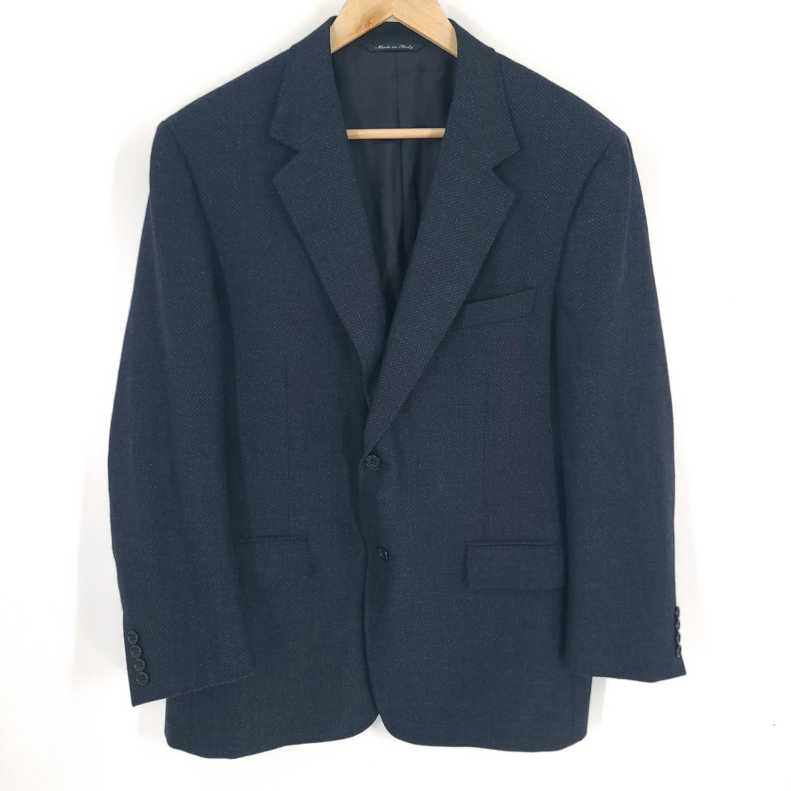 Canali Blazer Mens 44 Short Blue Mitchells Wool Lined Westport Geometric Italy