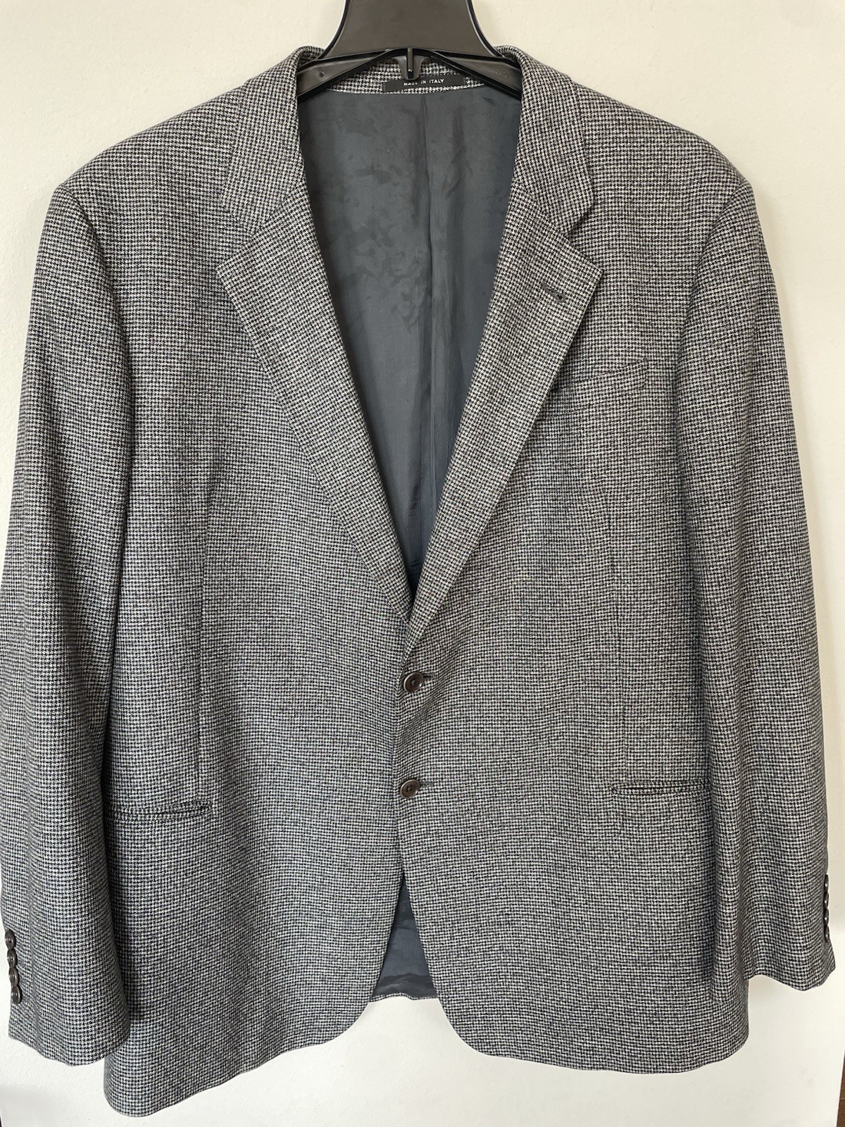 ARMANI COLLEZIONI 100% Rayon Viscose Suit Jacket Grey Houndstooth Size 50
