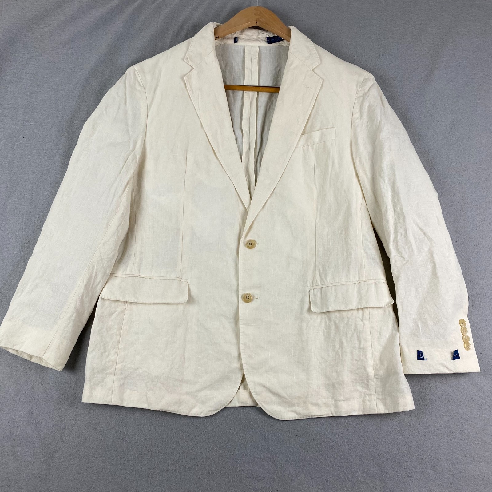 Polo Mens Soft Tailored Fit Linen Suit Jacket Light Cream 44R Preppy Style