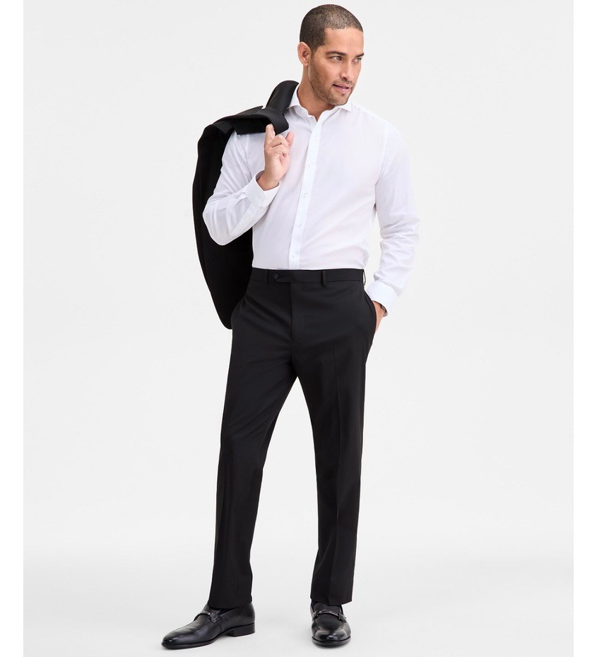 $395 NEW IZOD Mens 38S Solid Black Soft 2 Piece Suit With Dress Pants 32×30
