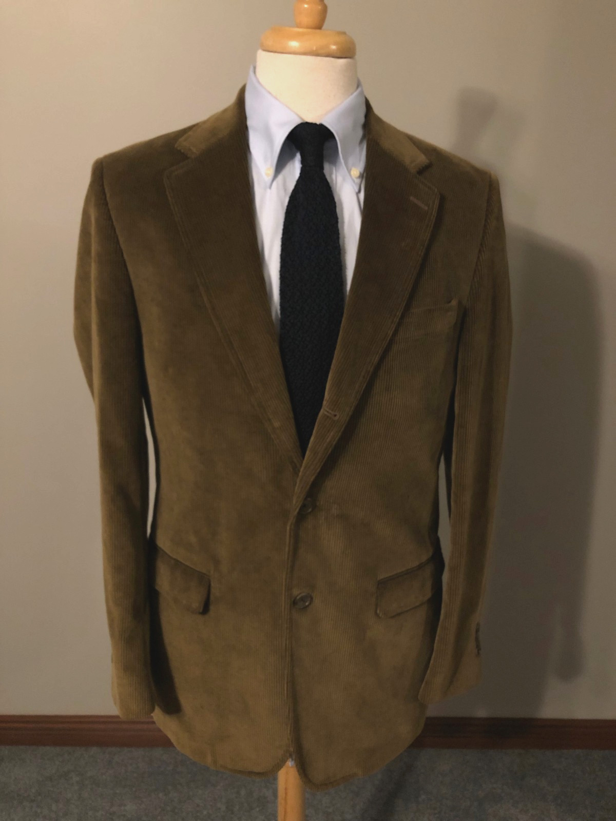 Men’s J Press Olive Cotton Corduroy 3/2 Roll Sport Coat-40L-Made in Canada