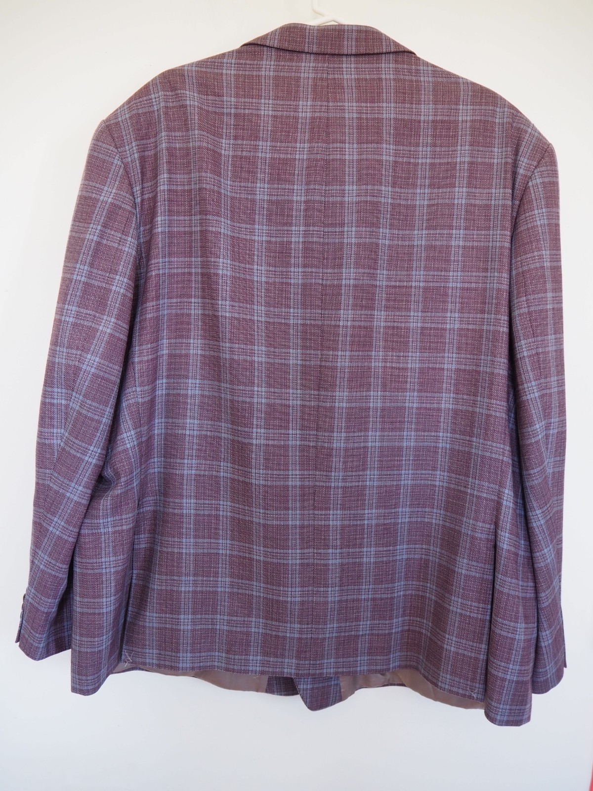 Michael Kors Sz 56R Purple | Blue Plaid Windowpane Wool Blend Sports Coat Blazer