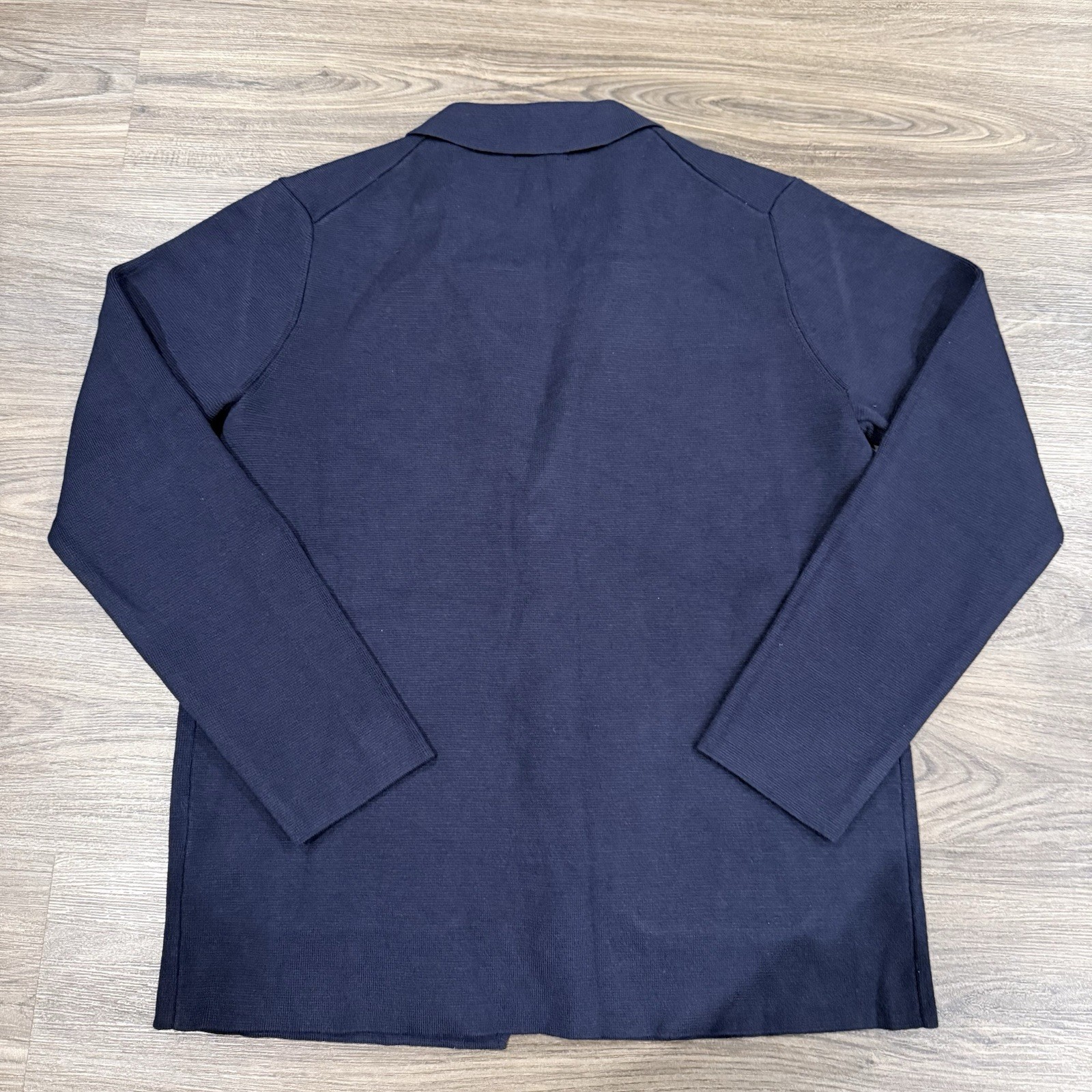 NEW Collars Co Milano Luxury Knit Blazer Small Deconstructed Navy Merino Wool