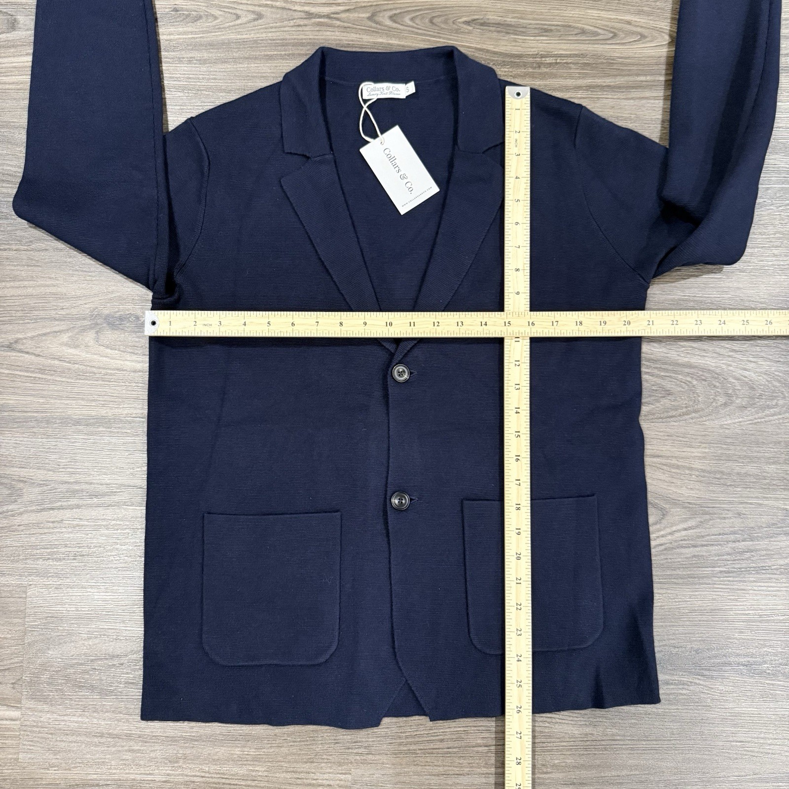 NEW Collars Co Milano Luxury Knit Blazer Small Deconstructed Navy Merino Wool