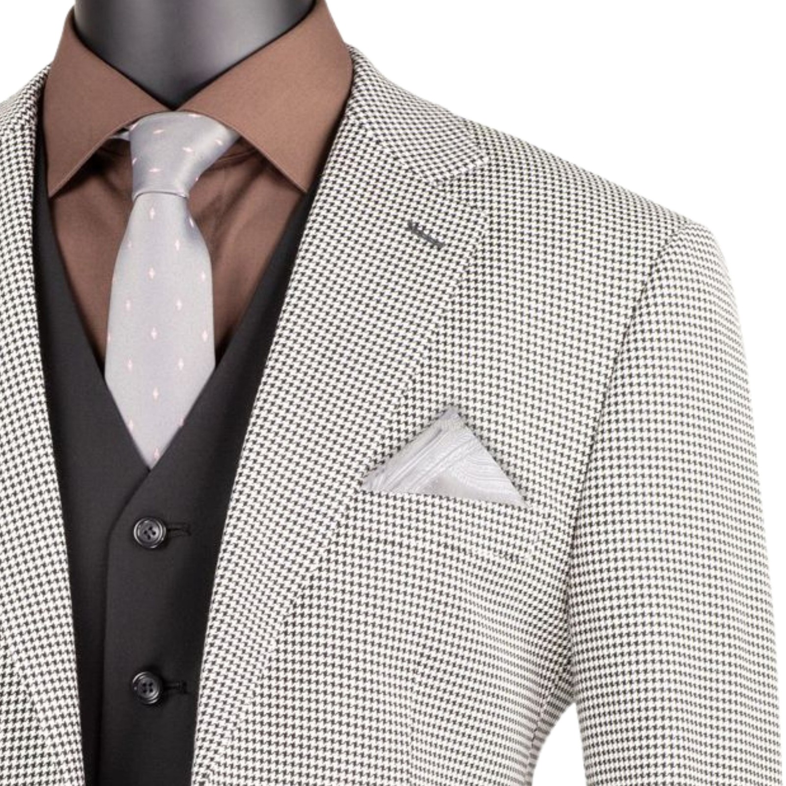 VINCI Men’s Black 2 Button Houndstooth Modern Fit Blazer – NEW