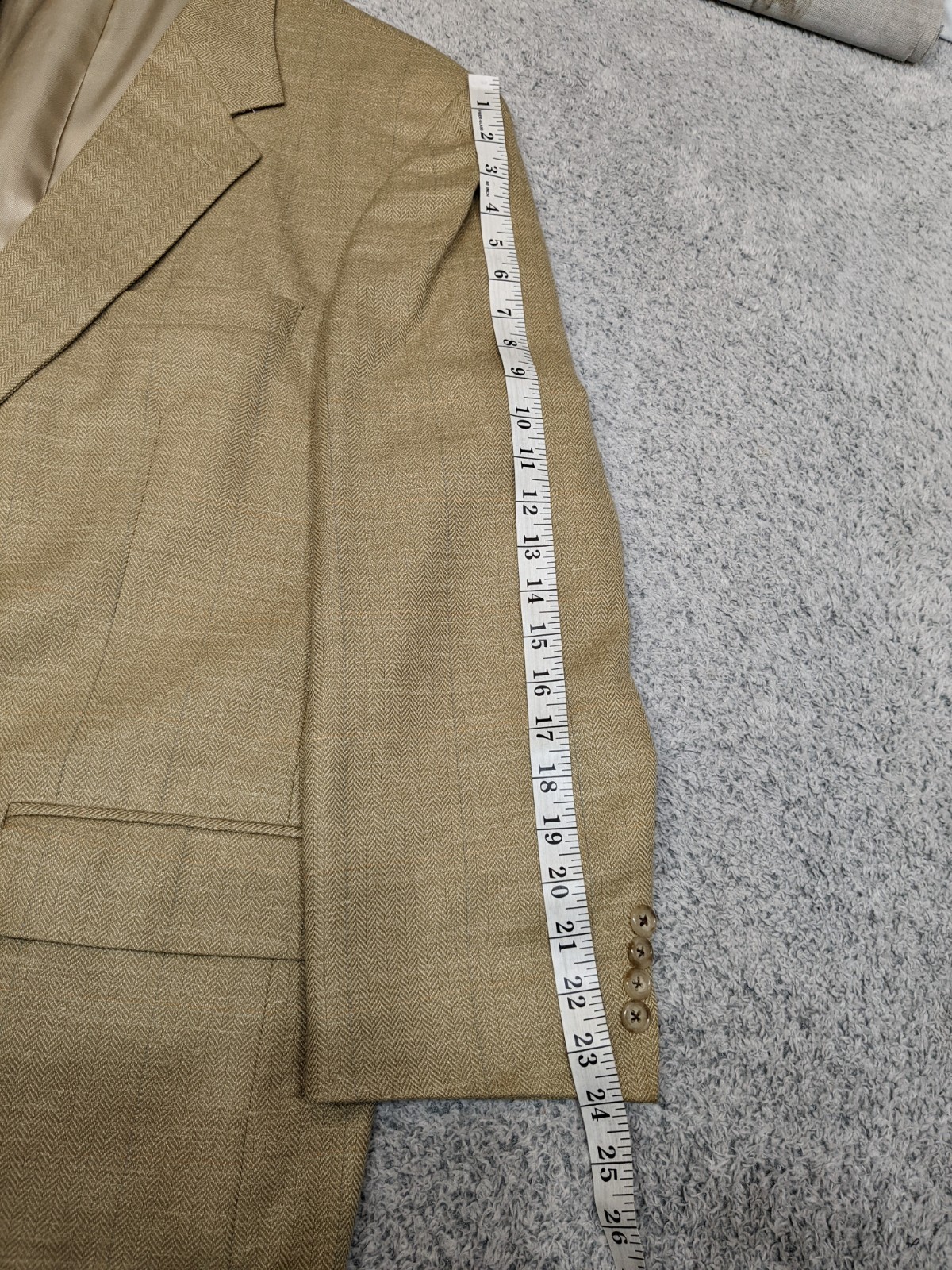 Vintage Brooks Brothers Herringbone Wool Blazer Plaid 46R Sport Coat USA Preppy