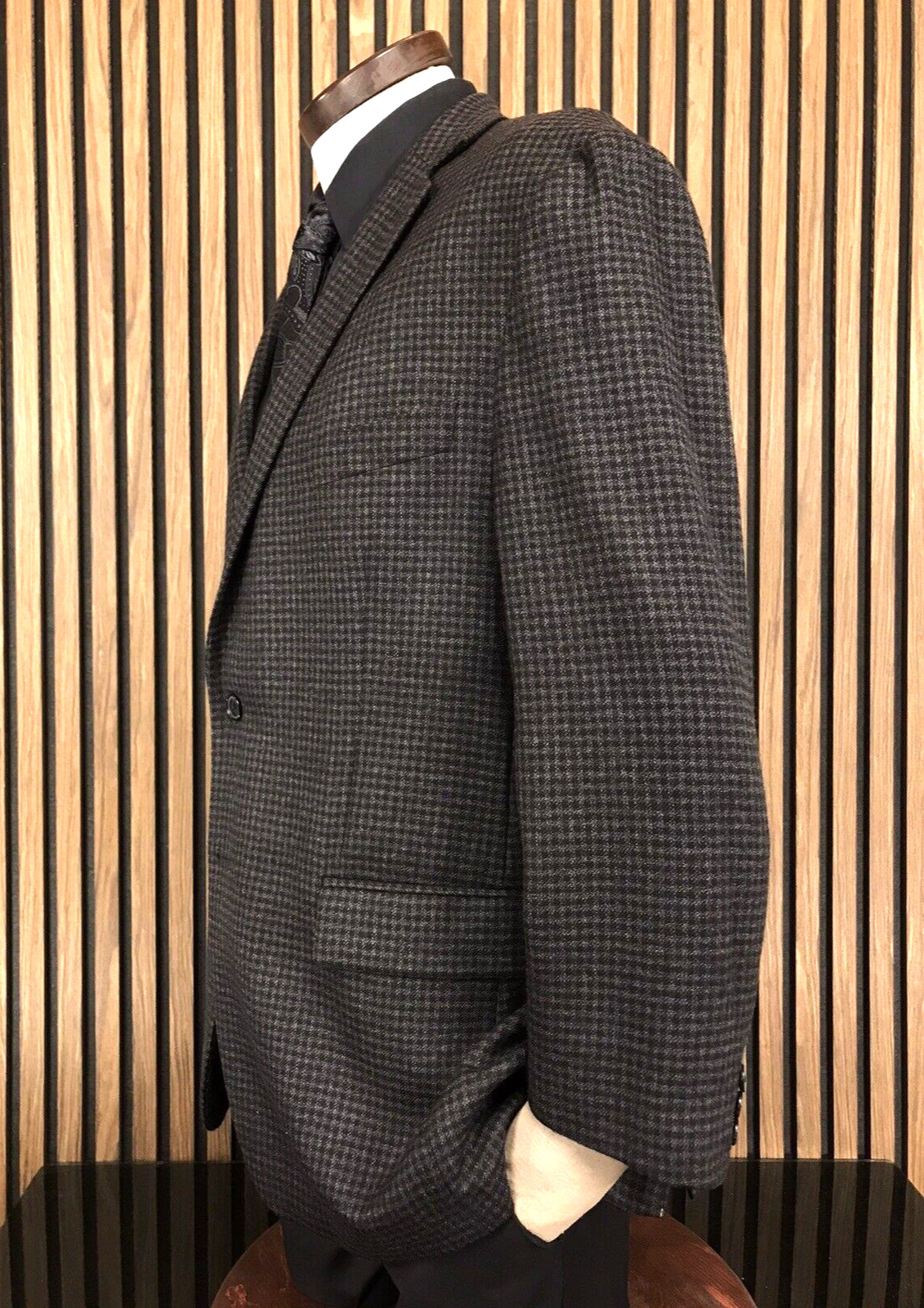 Joseph Abboud ANGELICO Super 100 Wool 48 R Gray CHECK Blazer Sport Coat Jacket