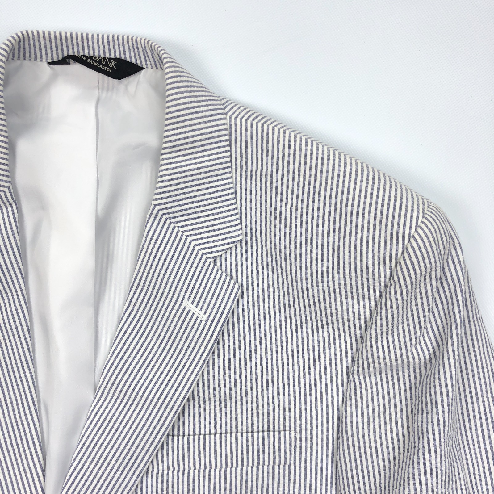 Jos A Bank 44R 38×28 Seersucker Suit Striped Jacket Pants Summer Cotton