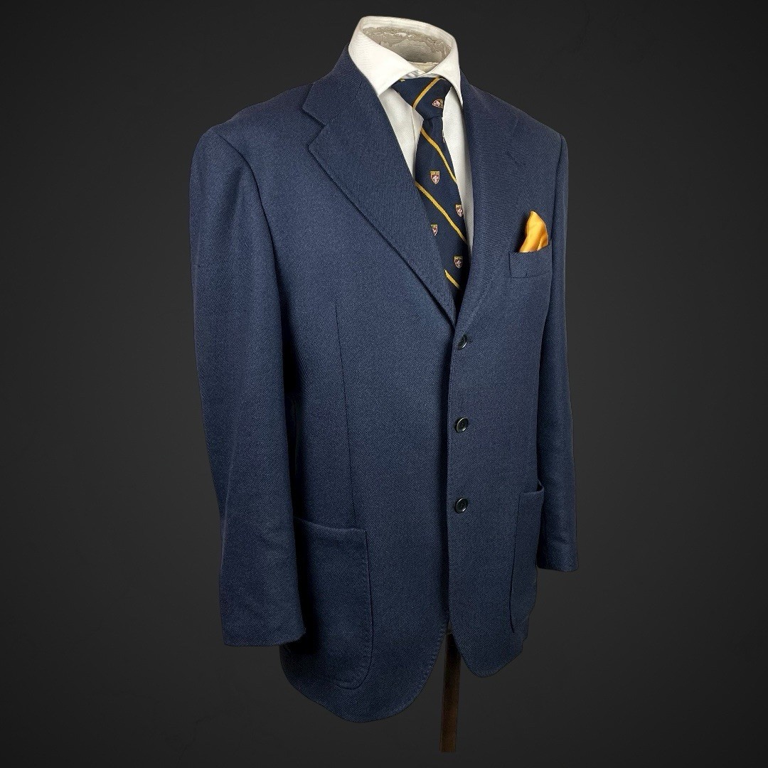 Vintage Italian Men’s Blazer Jacket 40R By Hugo Wool Patch Pocket 3 Button
