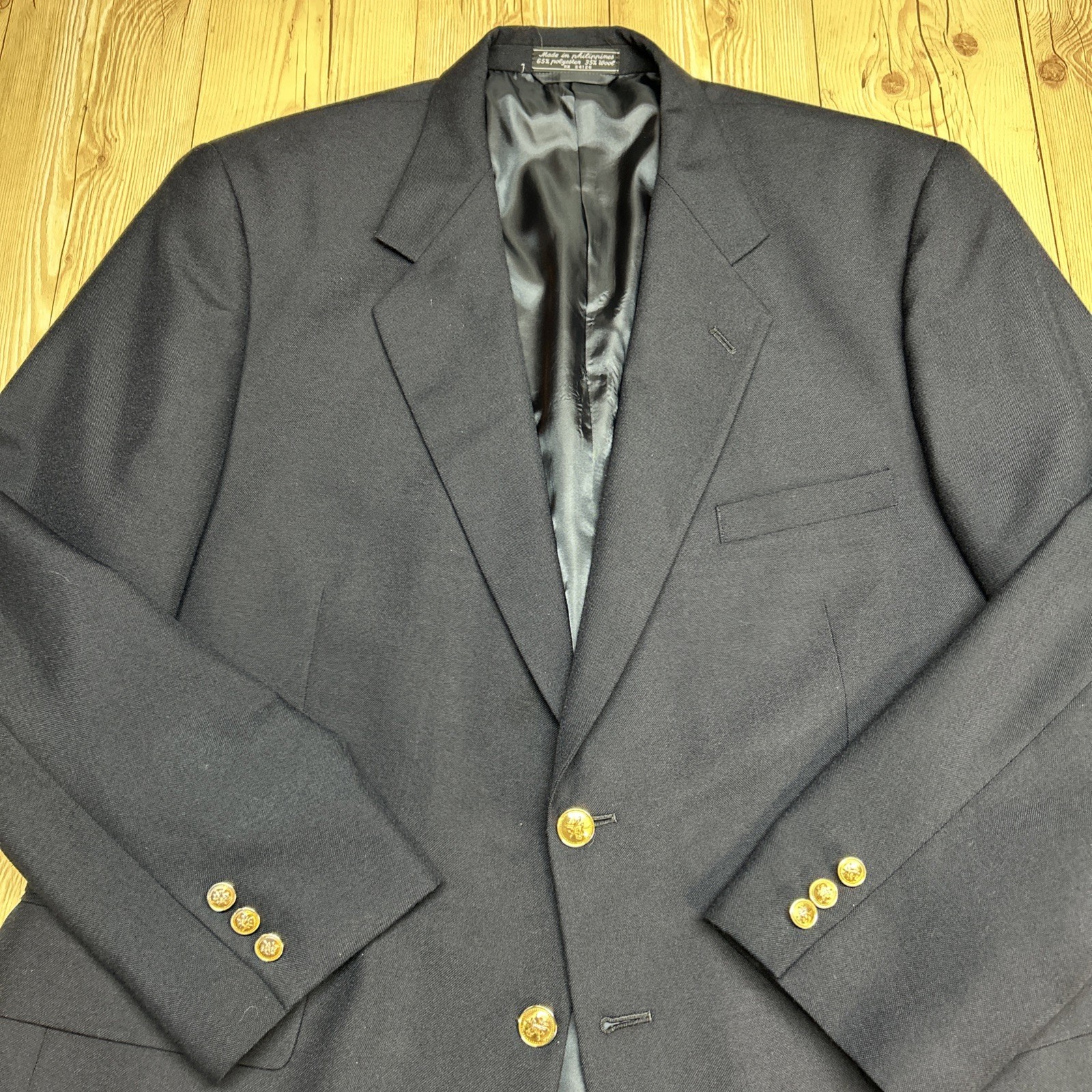 Gianelli Blazer Gold Button Wool Blend Classic Size 48R see measurements in pics