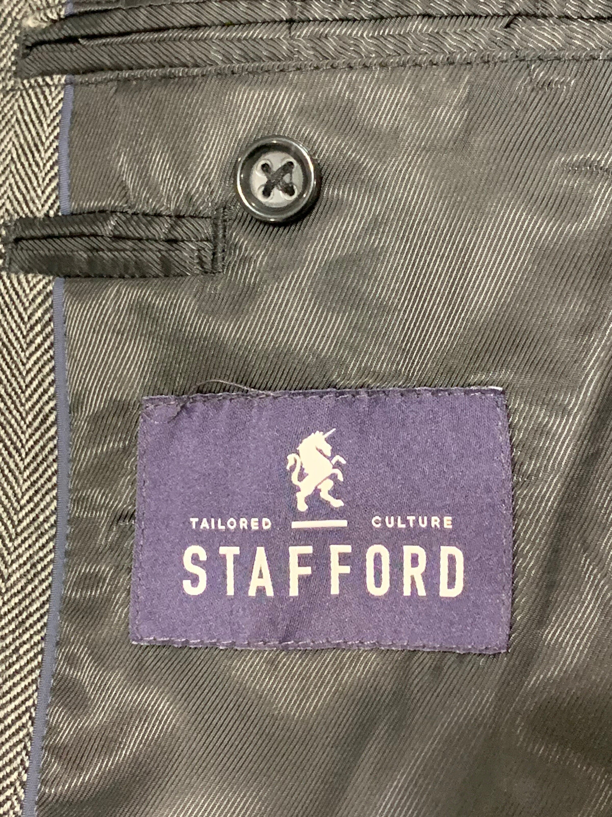 STAFFORD WOOL BLAZER JACKET MENS SIZE 48 REGULAR GRAY MERINO CLASSIC FIT