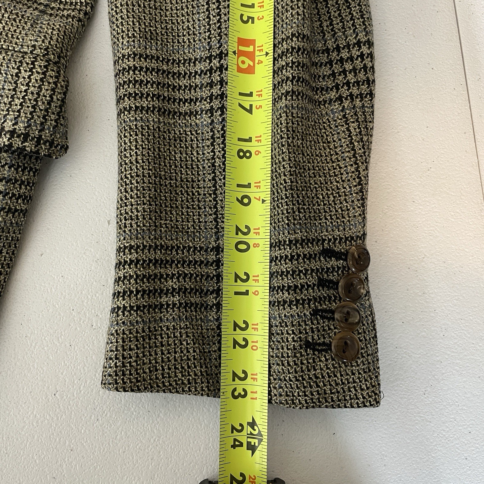 Oxxford Clothes Neiman Marcus Sport Coat Mens 44L Brown Windowpane Wool Cashmere