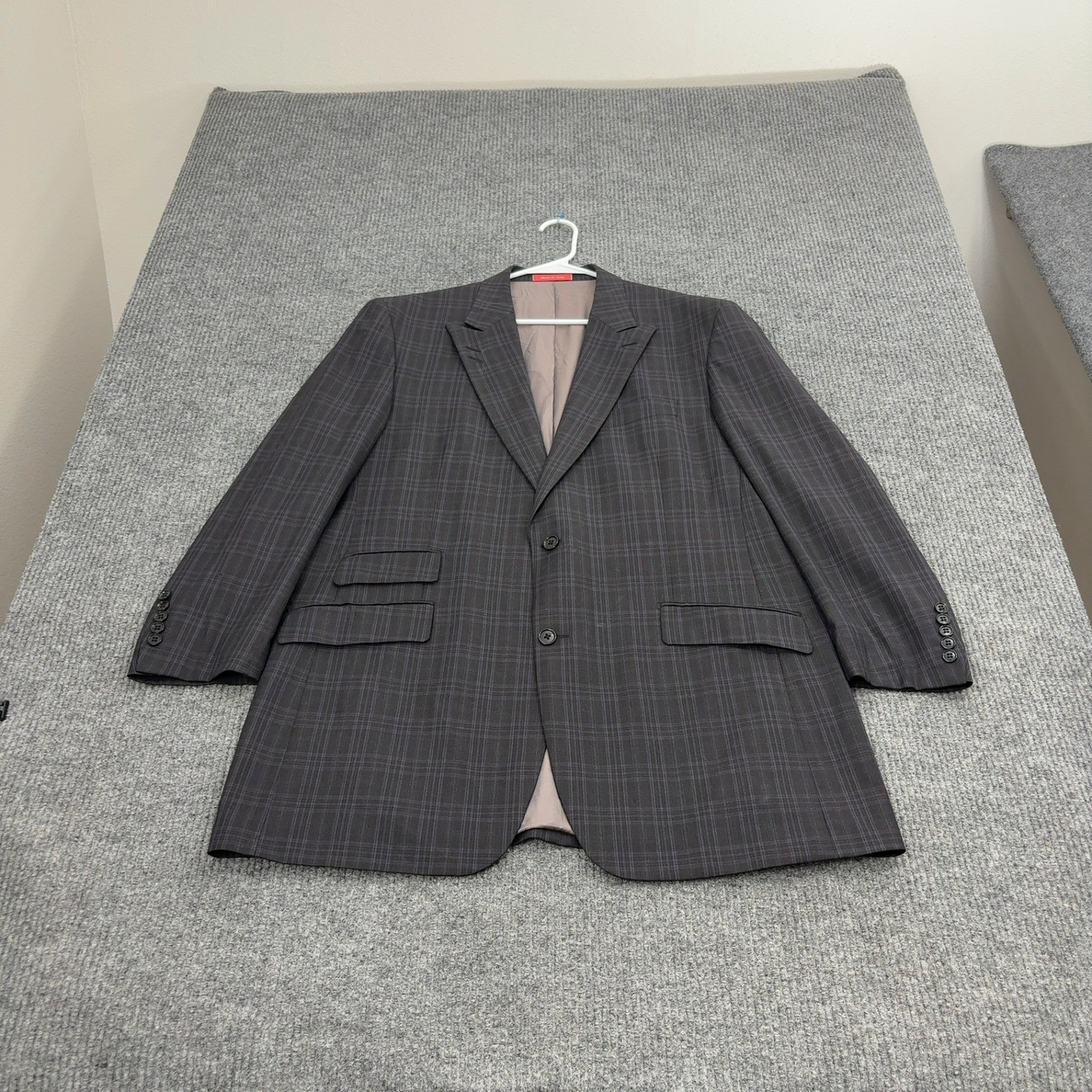 Tiglio Rosso Suit Jacket Men 46L Brown Wool Plaid Super 150s Italy Luxury Formal