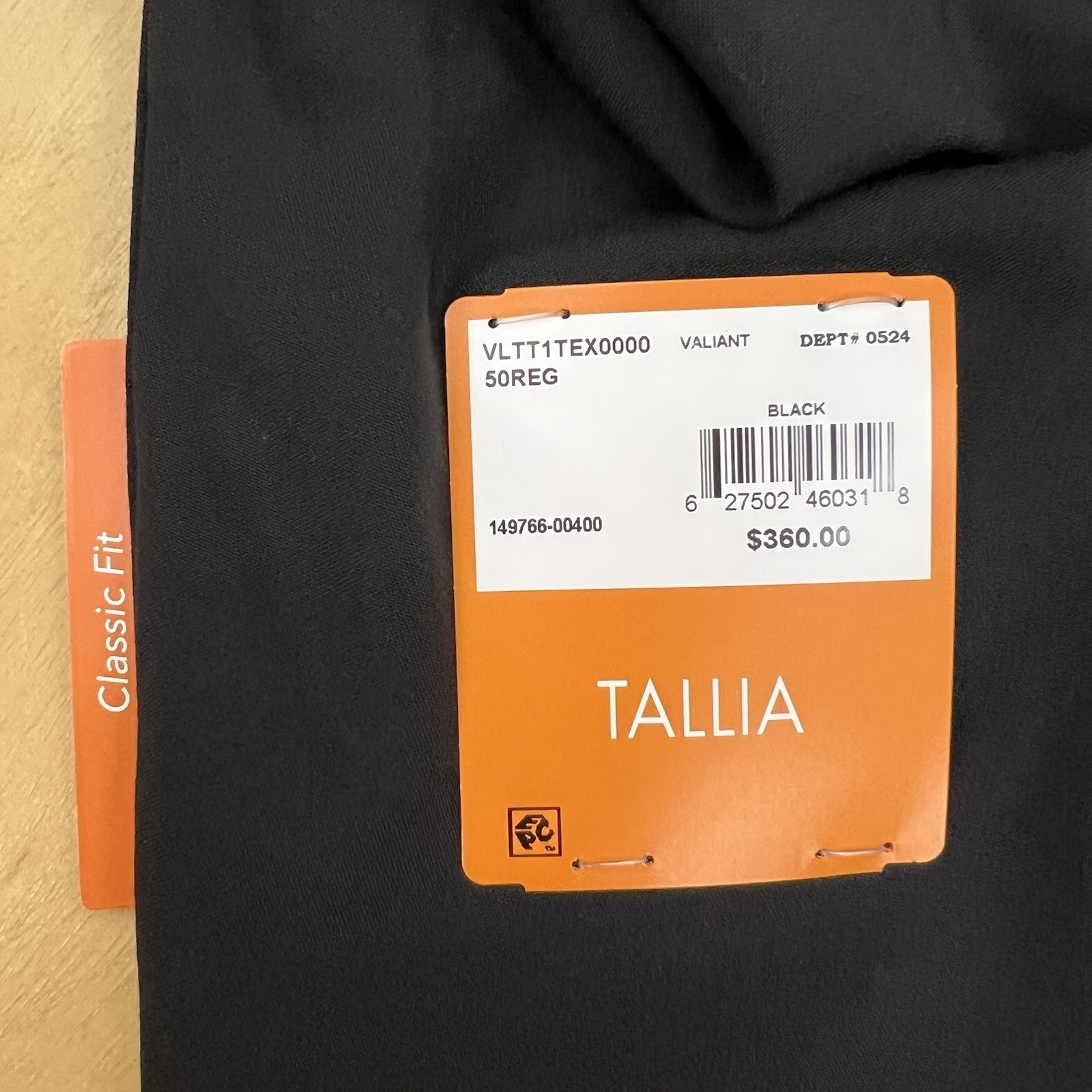Tallia Blazer Sport Coat Mens 50R Classic Fit Polyester Blend Stretch Black