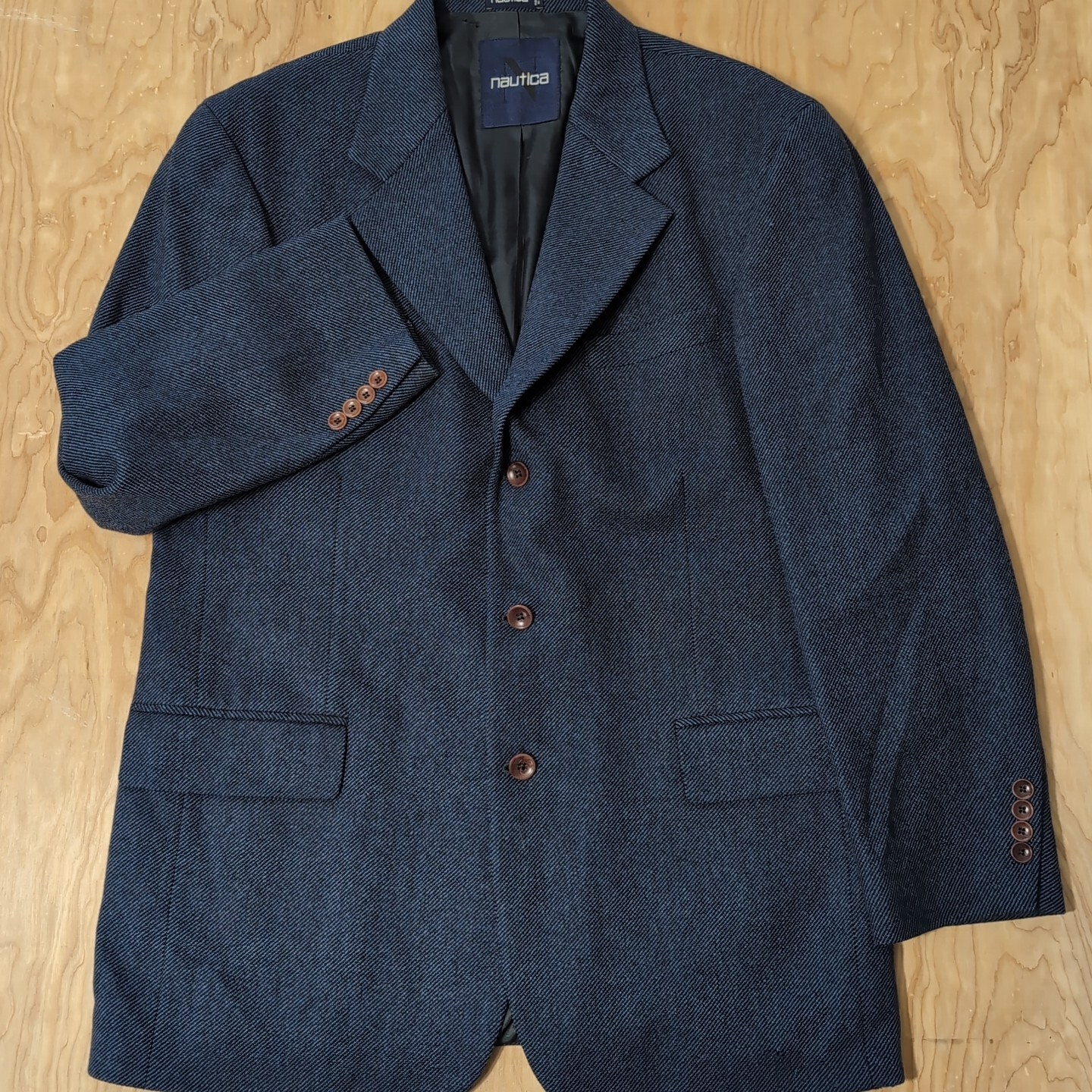 Nautica Wool/Cashmere Blend Blue Blazer Men’s 42R Striped 3 Button