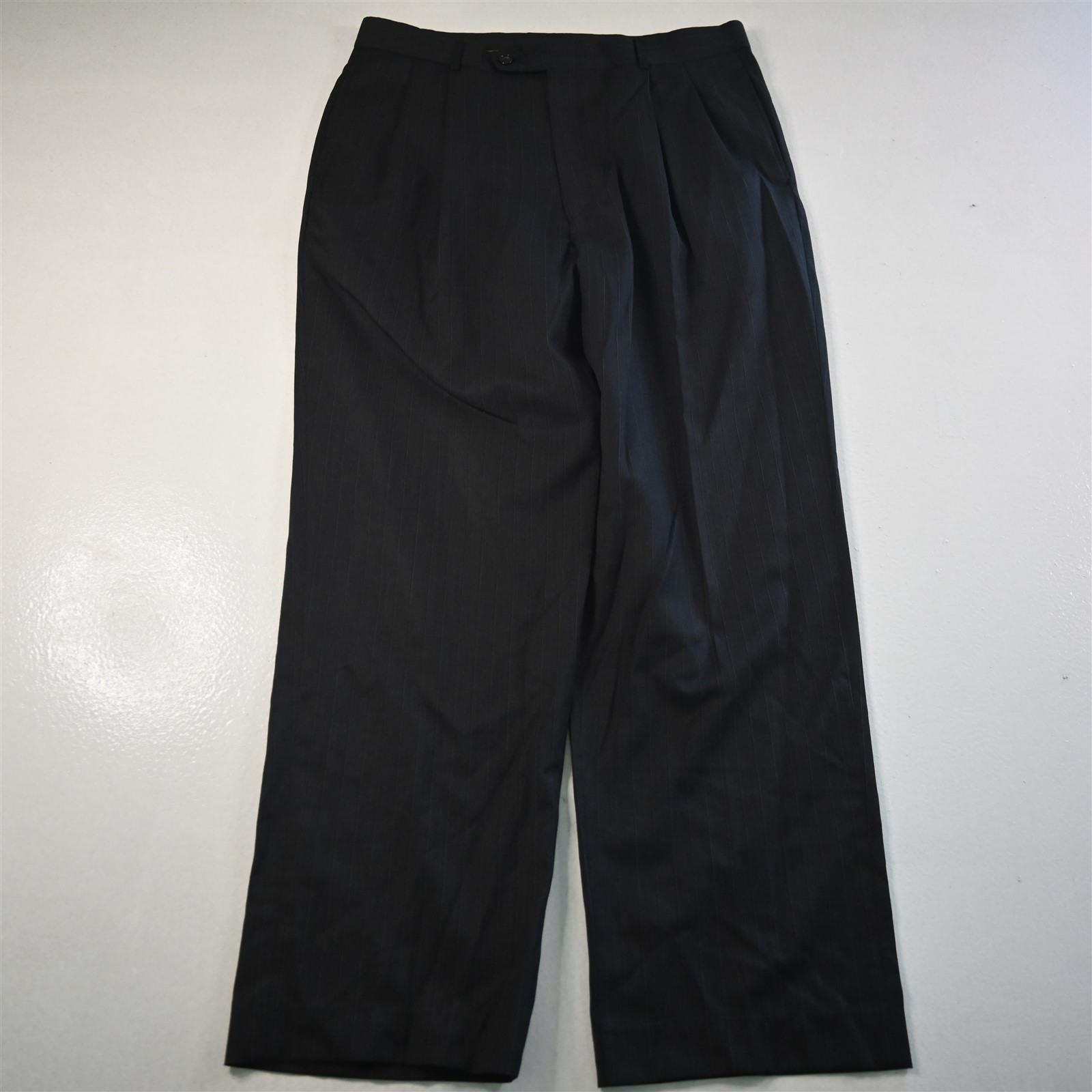 Jones New York 42R 34×32 Gray Striped 100% Wool Mens Jacket Pants Suit