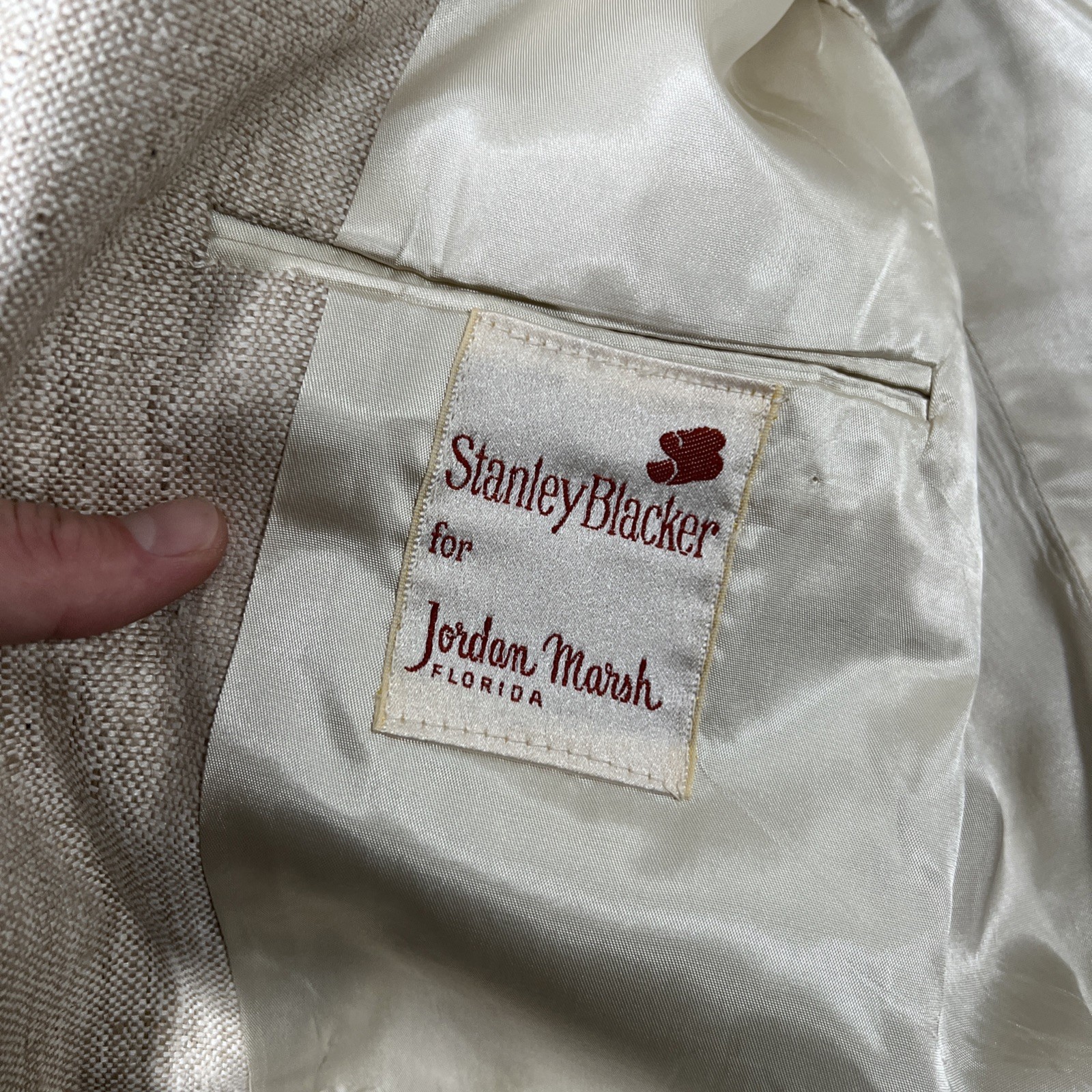Stanley Blacker Jordan Marsh Men’s Vintage Tweed Blazer Jacket Khaki USA 40R