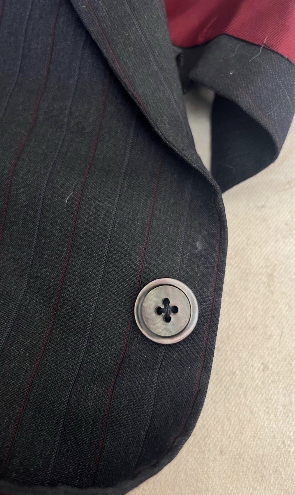 Rare Vintage BIJAN Beverly Hills Blazer Jacket 46R Black Pinstripe Made in Italy