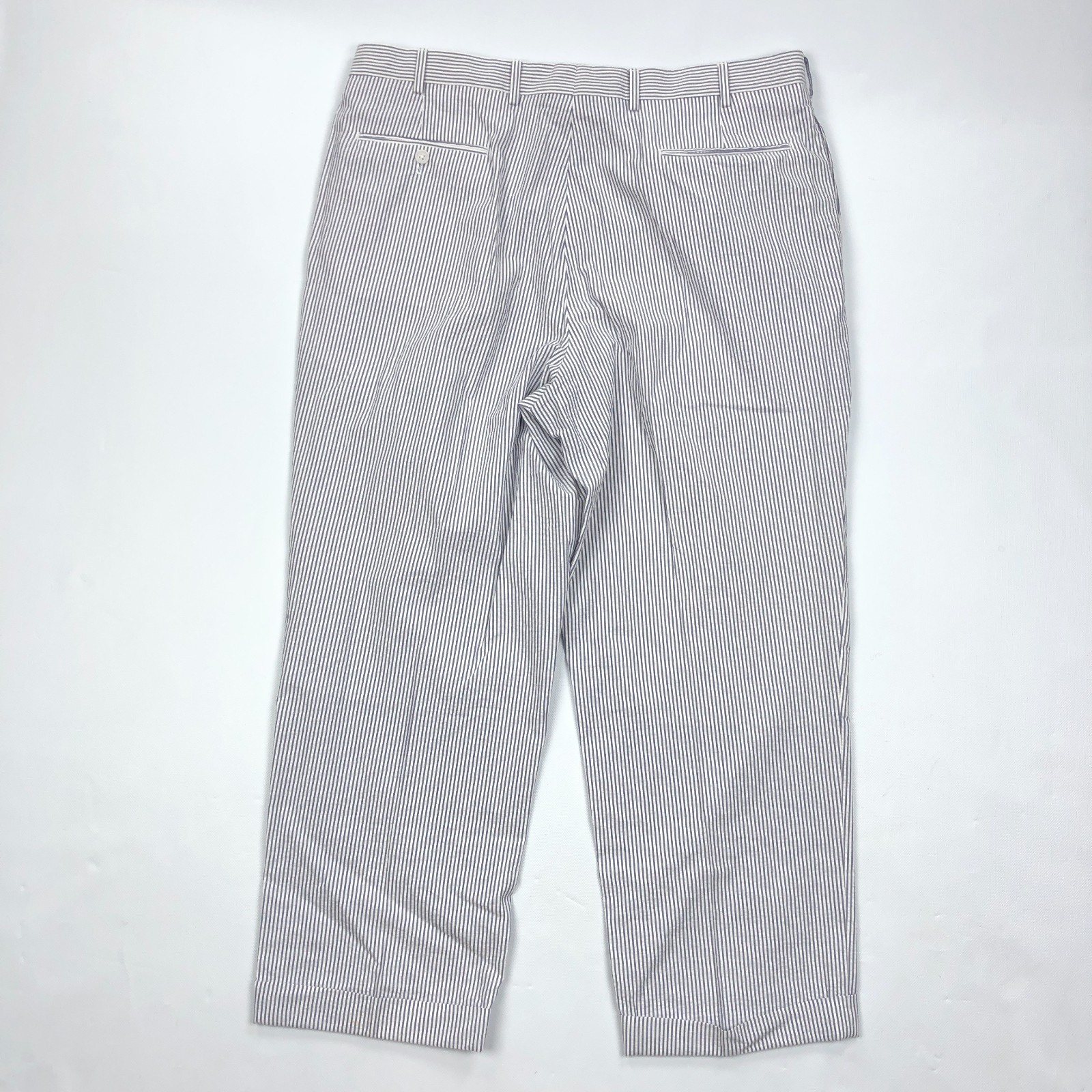 Jos A Bank 44R 38×28 Seersucker Suit Striped Jacket Pants Summer Cotton