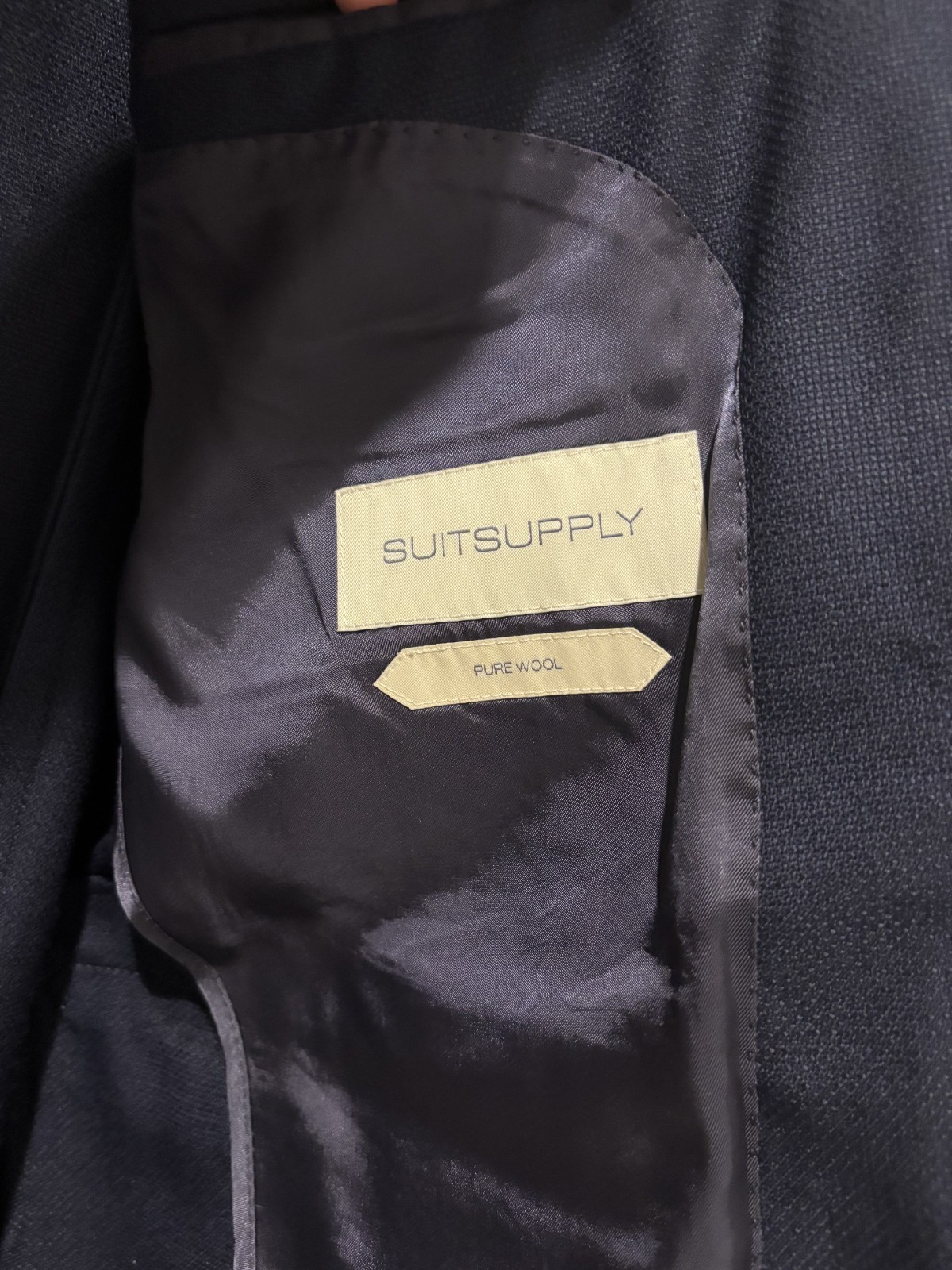 Suitsupply Havana 42L Navy Sport Coat Blazer VBC Wool Hopsack Basketweave