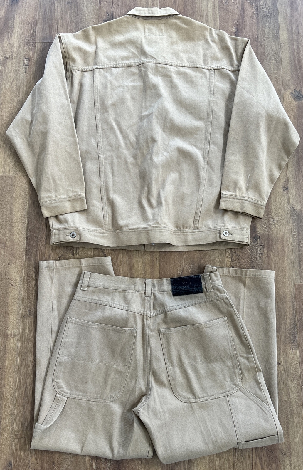 VTG AXLE Jeans Wear D.J. Elkins Brown Denim 2-Piece Jean Jacket Pants Set Mens