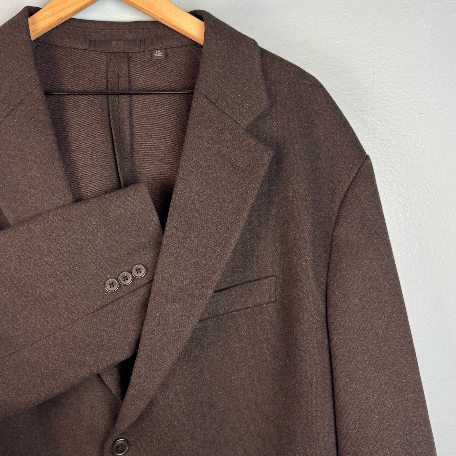 Uniqlo Mens Medium Brown Unstructured Cotton Polyester Blend Blazer Sports Coat
