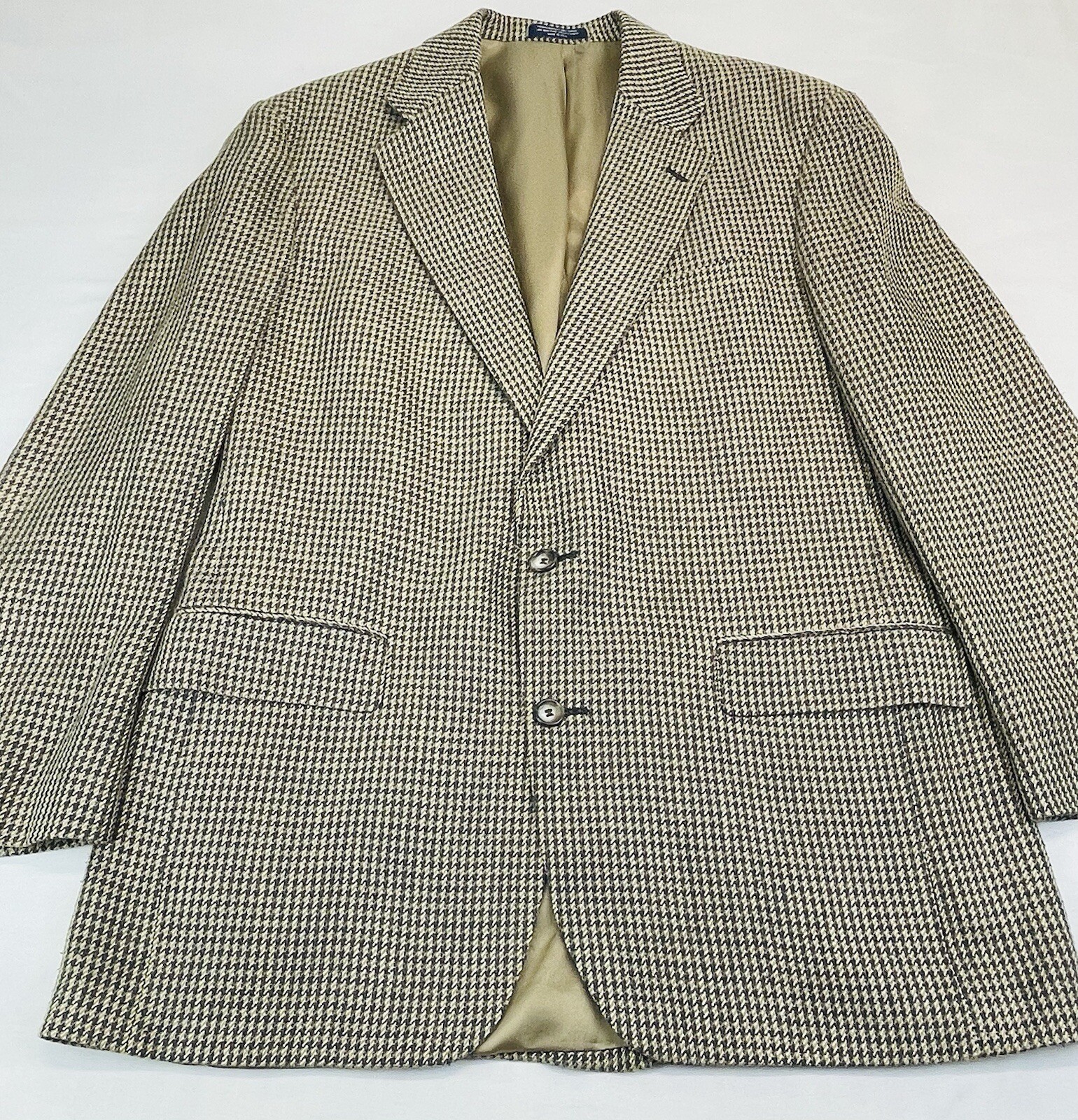 Evan Picone Men’s Blazer 44L (?) See Photos Brown Houndstooth Tweed Suit Jacket
