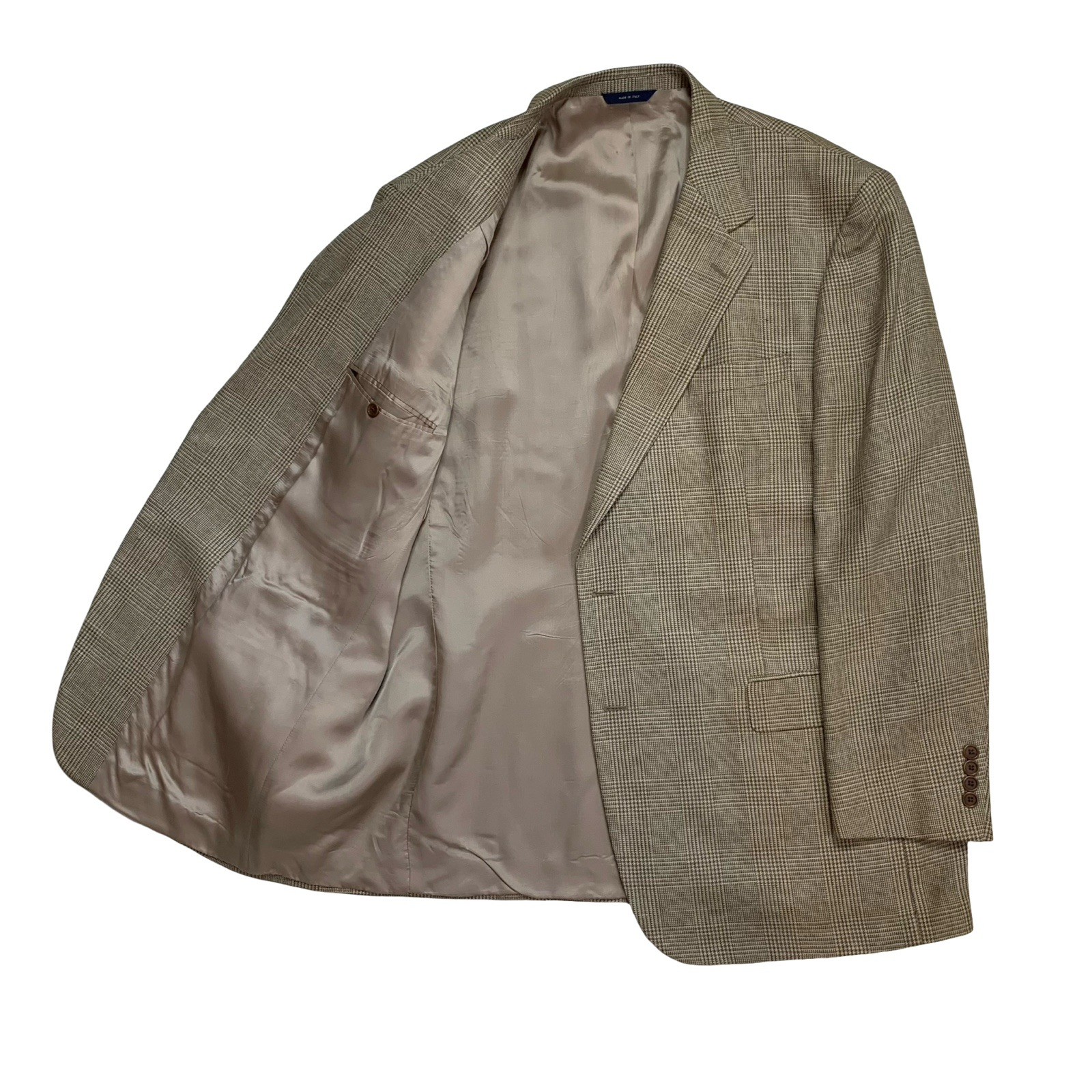 Mens 48 L Brooks Brothers ITALY Harvest Brown Glen Plaid Soft Knit Tweed Blazer