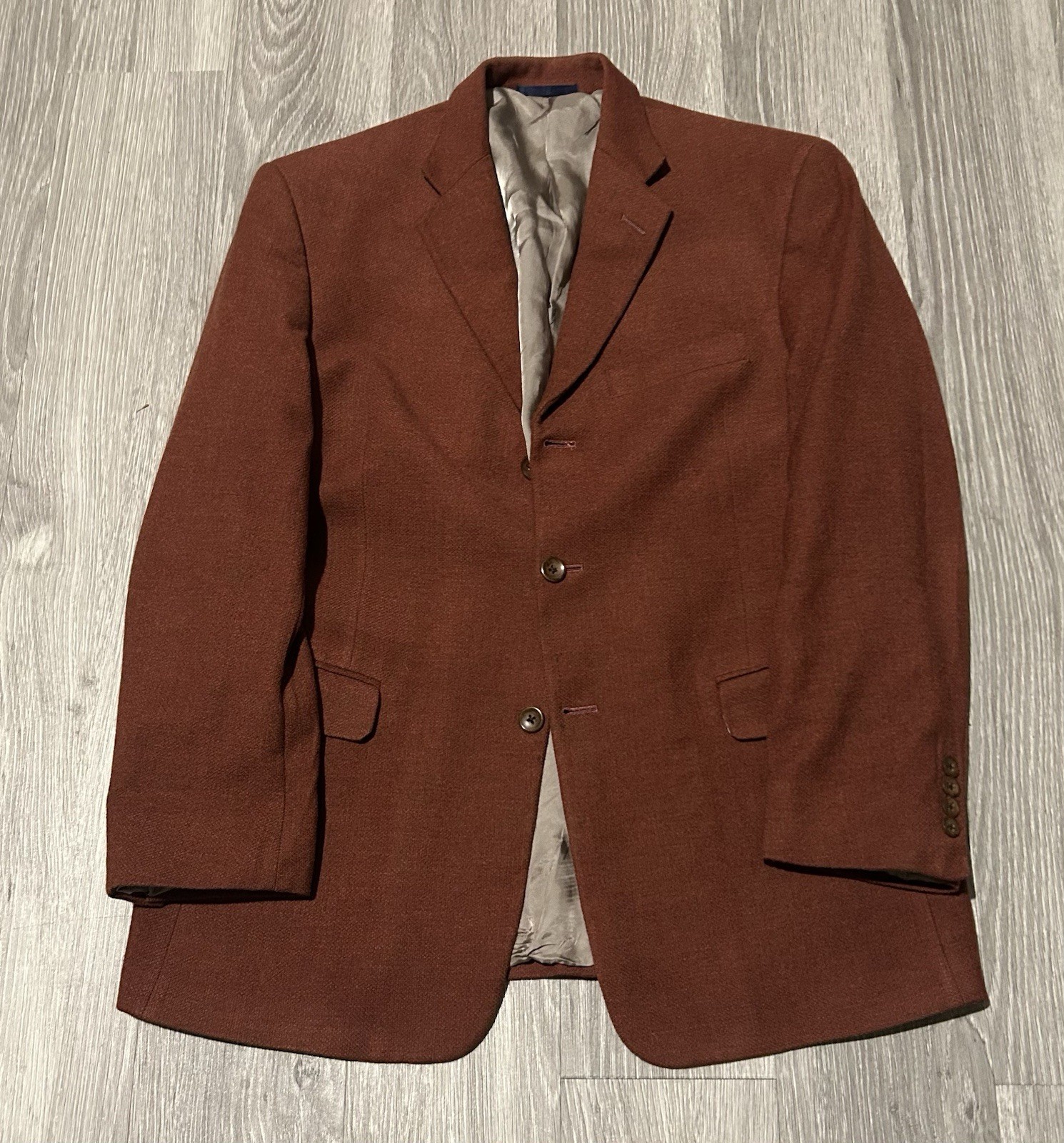 Burberry London Sport Blazer Men 40R Jacket 3-Button Wool Cashmere Blend Orange