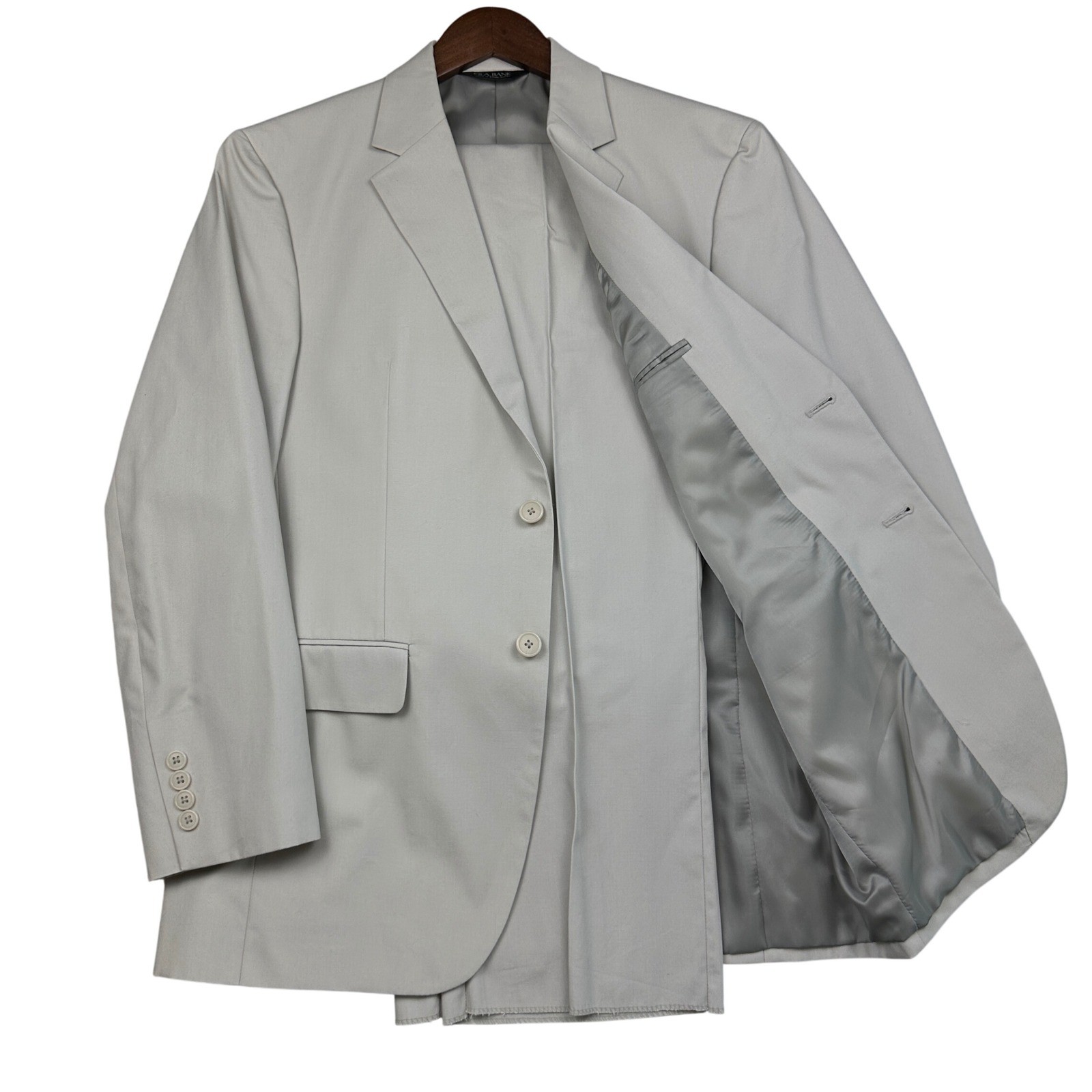 Jos A Bank Classic Collection 2 Piece Suit Khaki 40R 34W Spring Weight Cotton