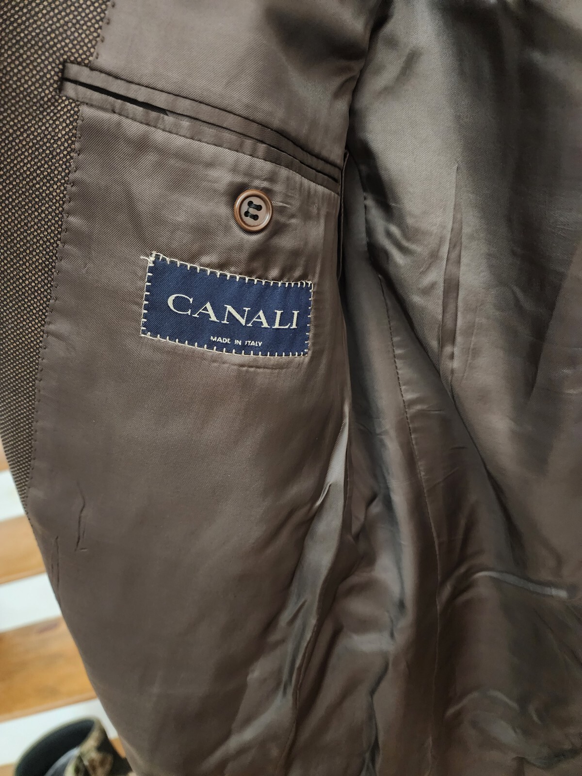 Canali 100% Pure Wool 3 Button Italy Blazer Brown Coat Jacket Rayon Cupro 🔥