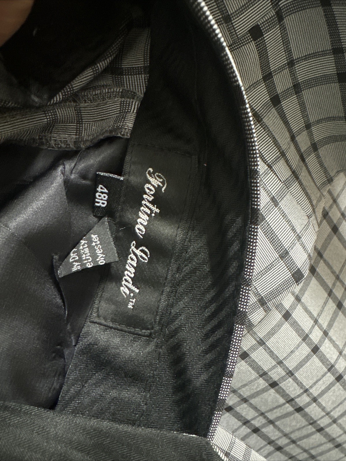 Fortino Landi Men’s Black Plaid Checks 3 PCs Suit Jacket Pants And Vest