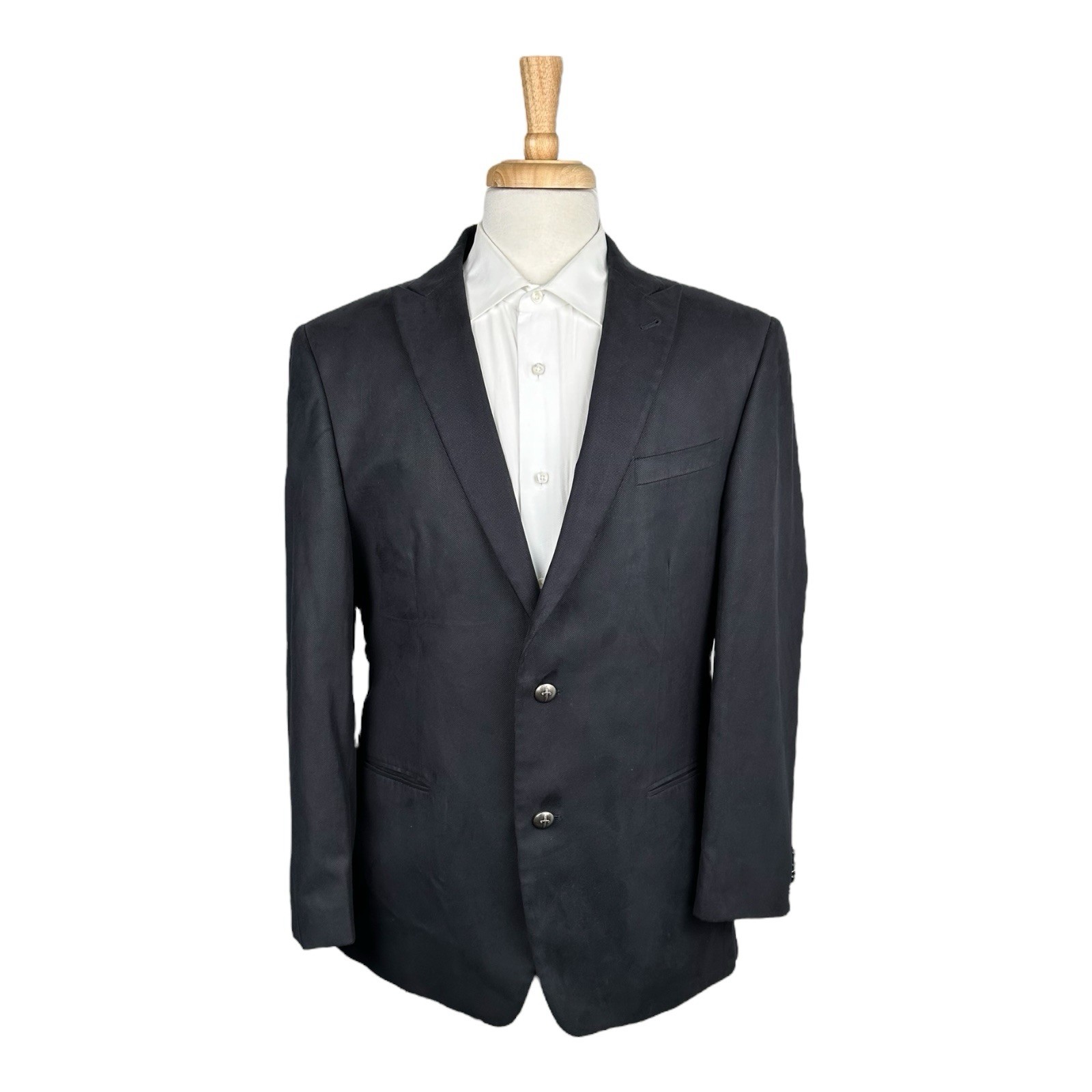 John Varvatos Black Polyester Cotton Metal Button Men’s Blazer Size 42R