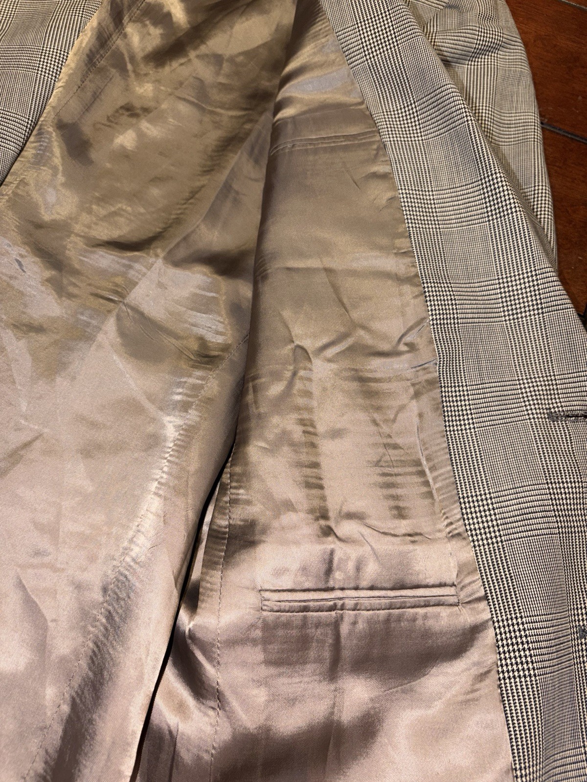 VTG Valentino Uomo Glen Plaid Light Gray Sport Coat Blazer Men’s 38R Virgin Wool