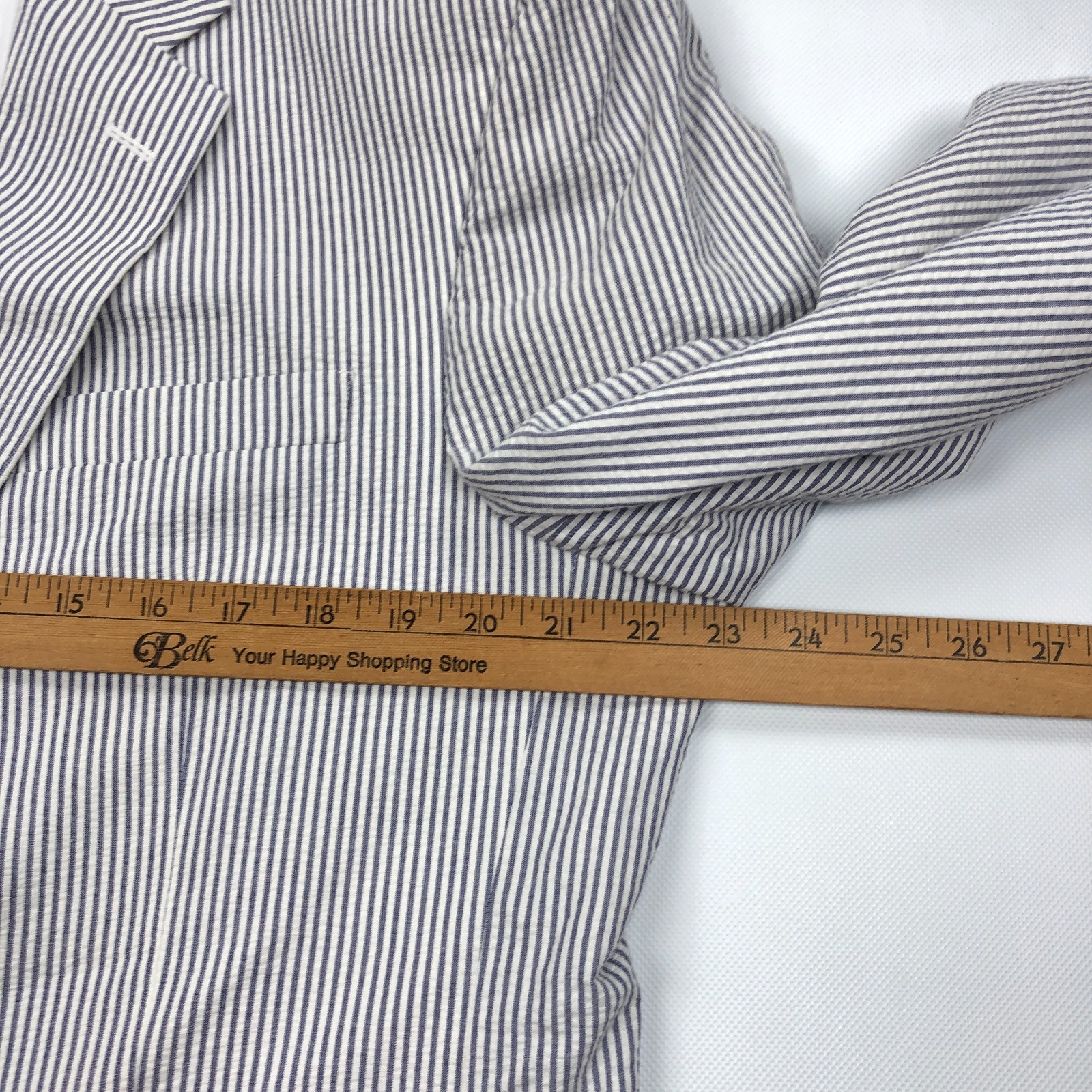 Jos A Bank 44R 38×28 Seersucker Suit Striped Jacket Pants Summer Cotton