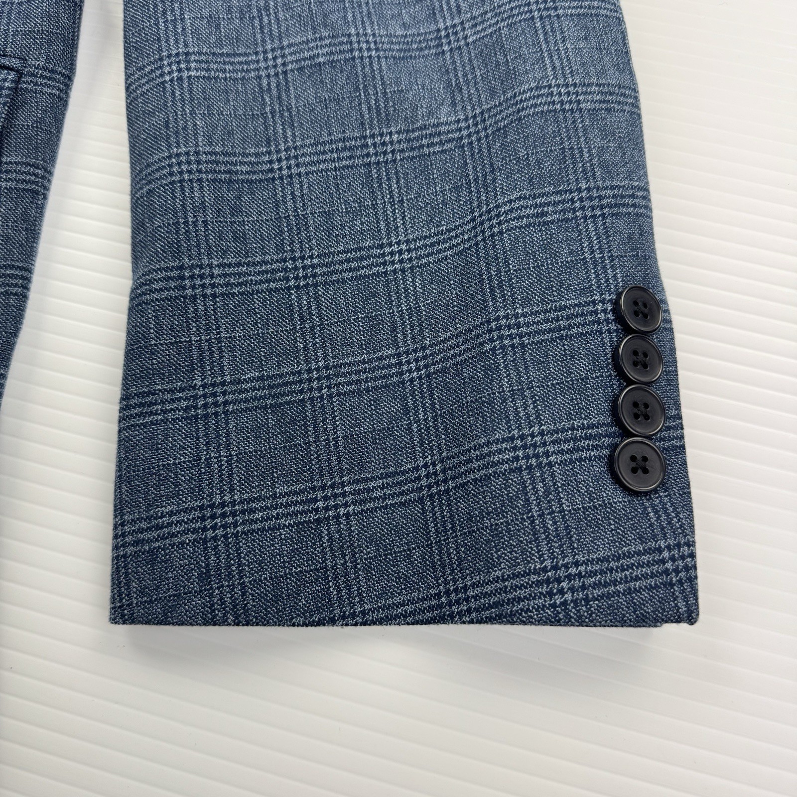 Jones New York 44R Blue Windowpane Sport Coat Blazer Stretch 2 Button Mens