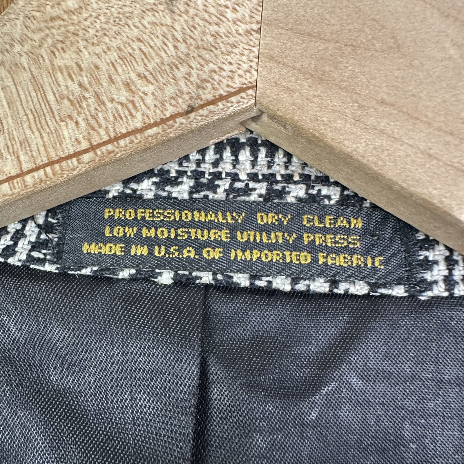 Evan Picone Blazer Mens 44R Gray Houndstooth 2 Button Wool Jacket Sport Coat