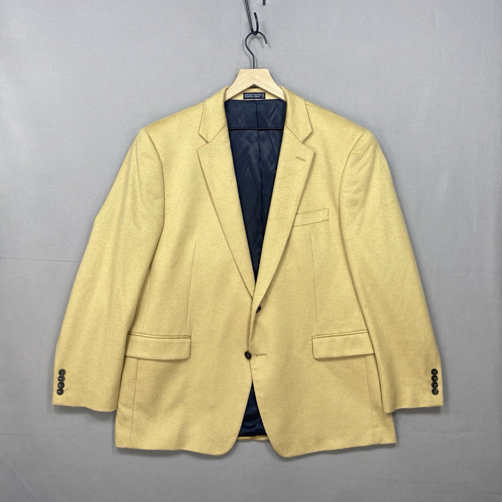 Nautica Blazer 46R Wool Silk Cashmere Yellow Gold Luxury Sport Coat Jacket Mens