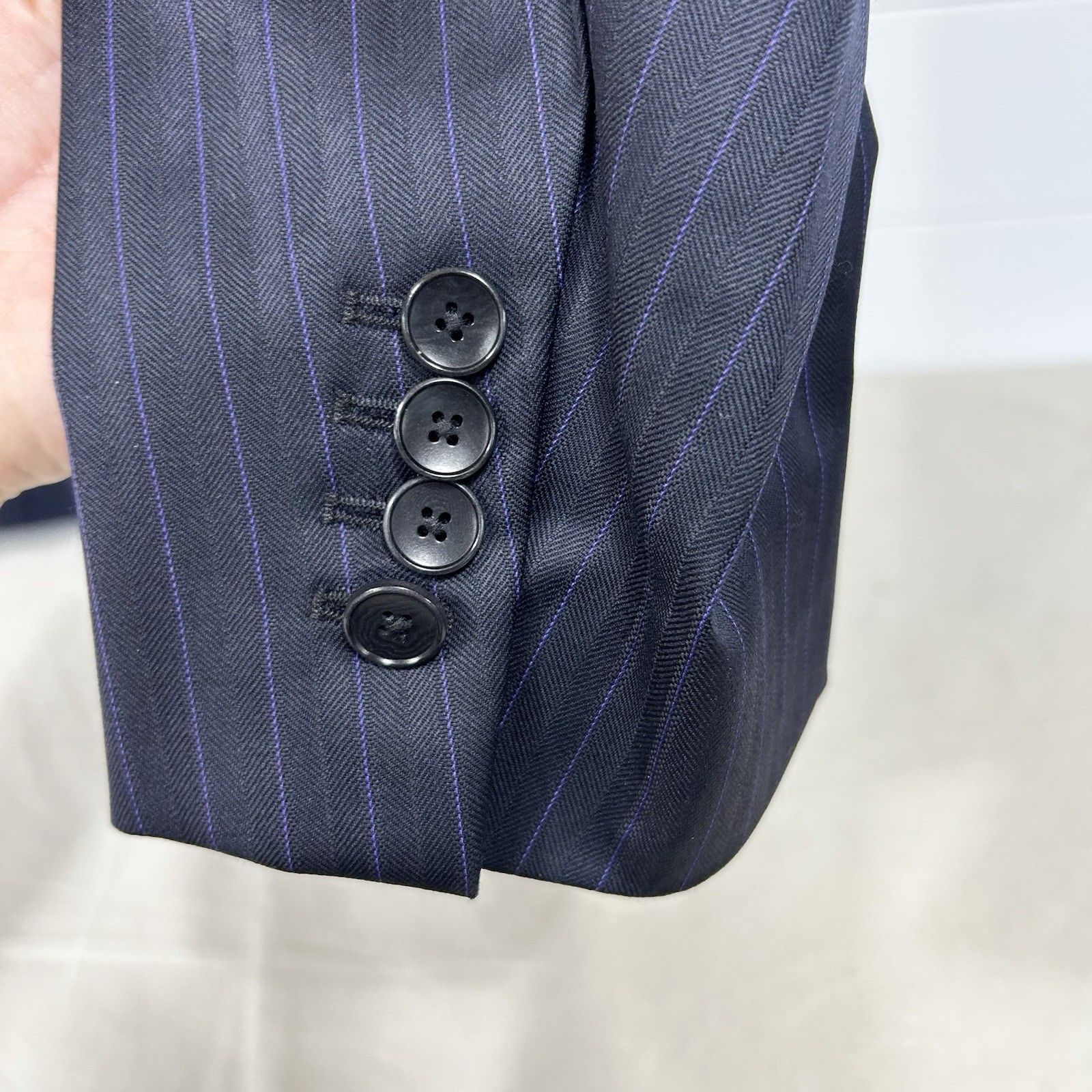 EUC Mens Bespoke Dormeuil Amadeus Extra Fine Merino Wool Blazer Blue Stripe EUC